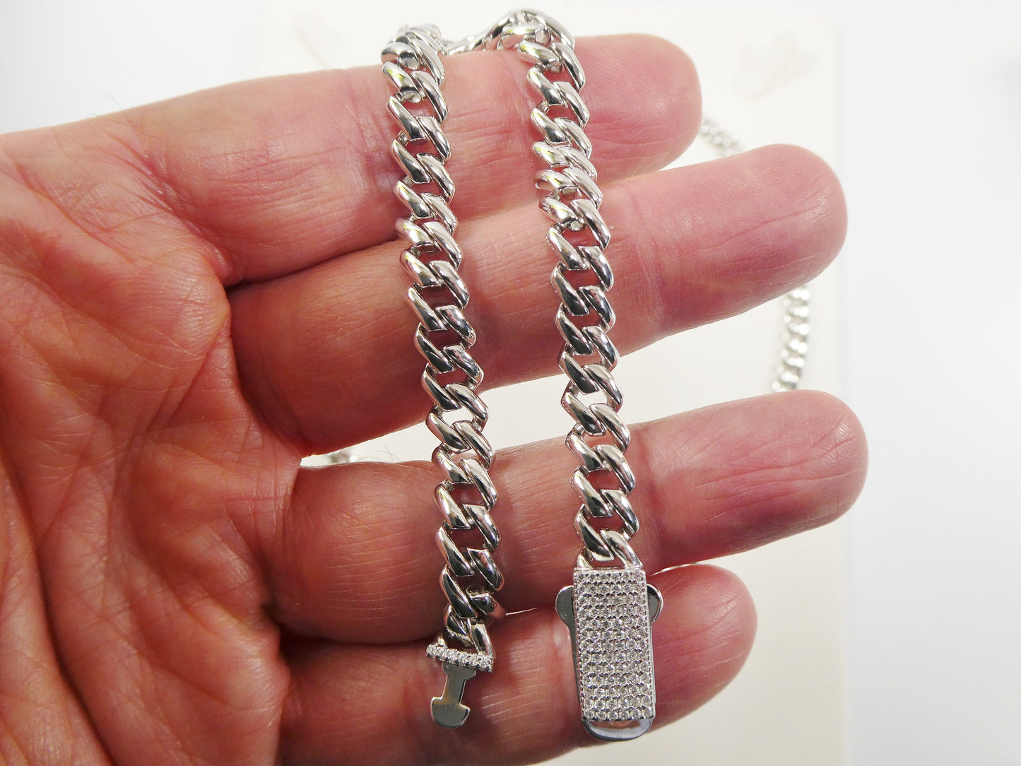 real 925 sterling silver 7mm solid Monaco style 14k white gold color finish