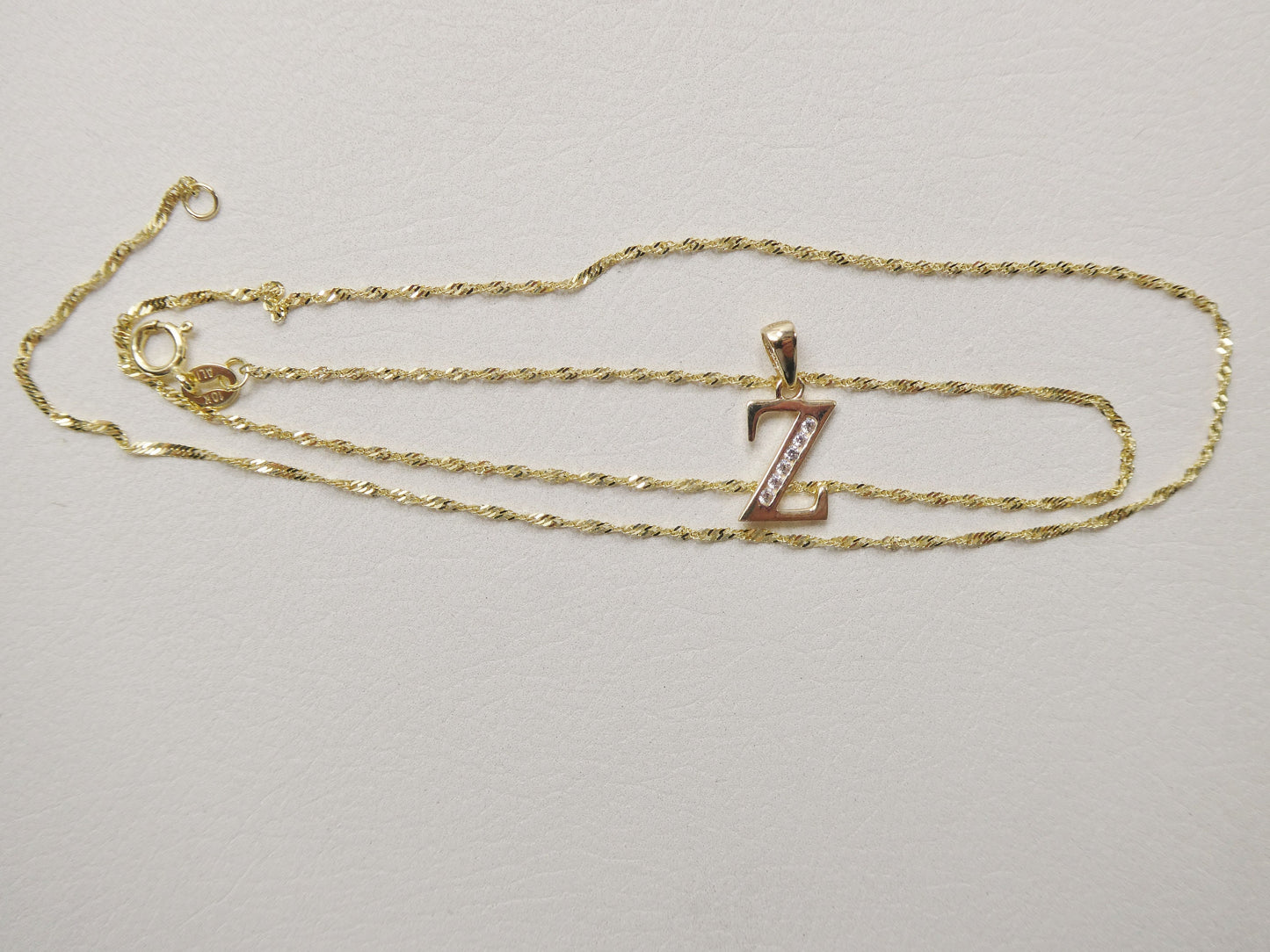10k real solid yellow gold small initial alphabet pendent and necklace