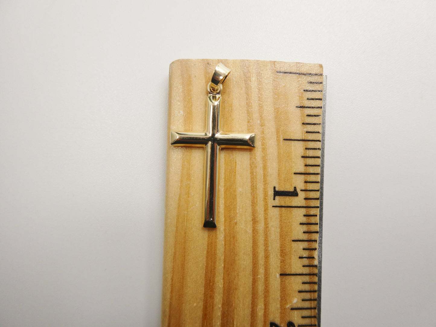 14k real solid yellow gold super polish cross pendent and robe necklace