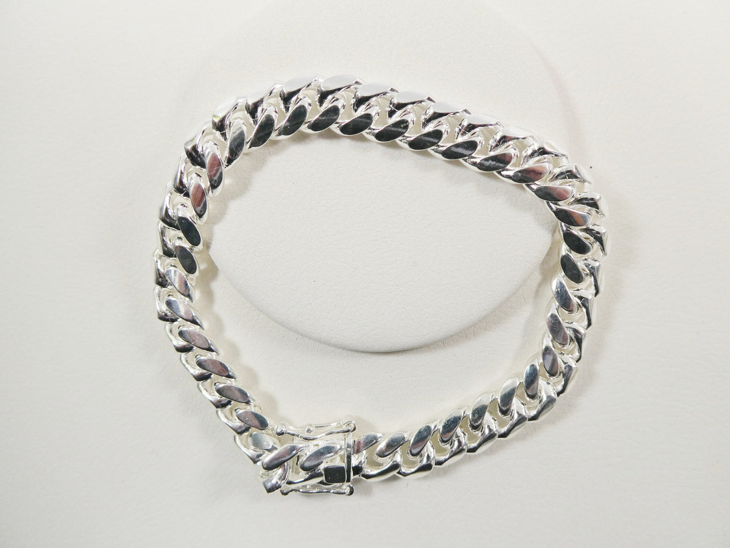 10mm real Miami link solid 925 sterling silver men bracelet safety box lock