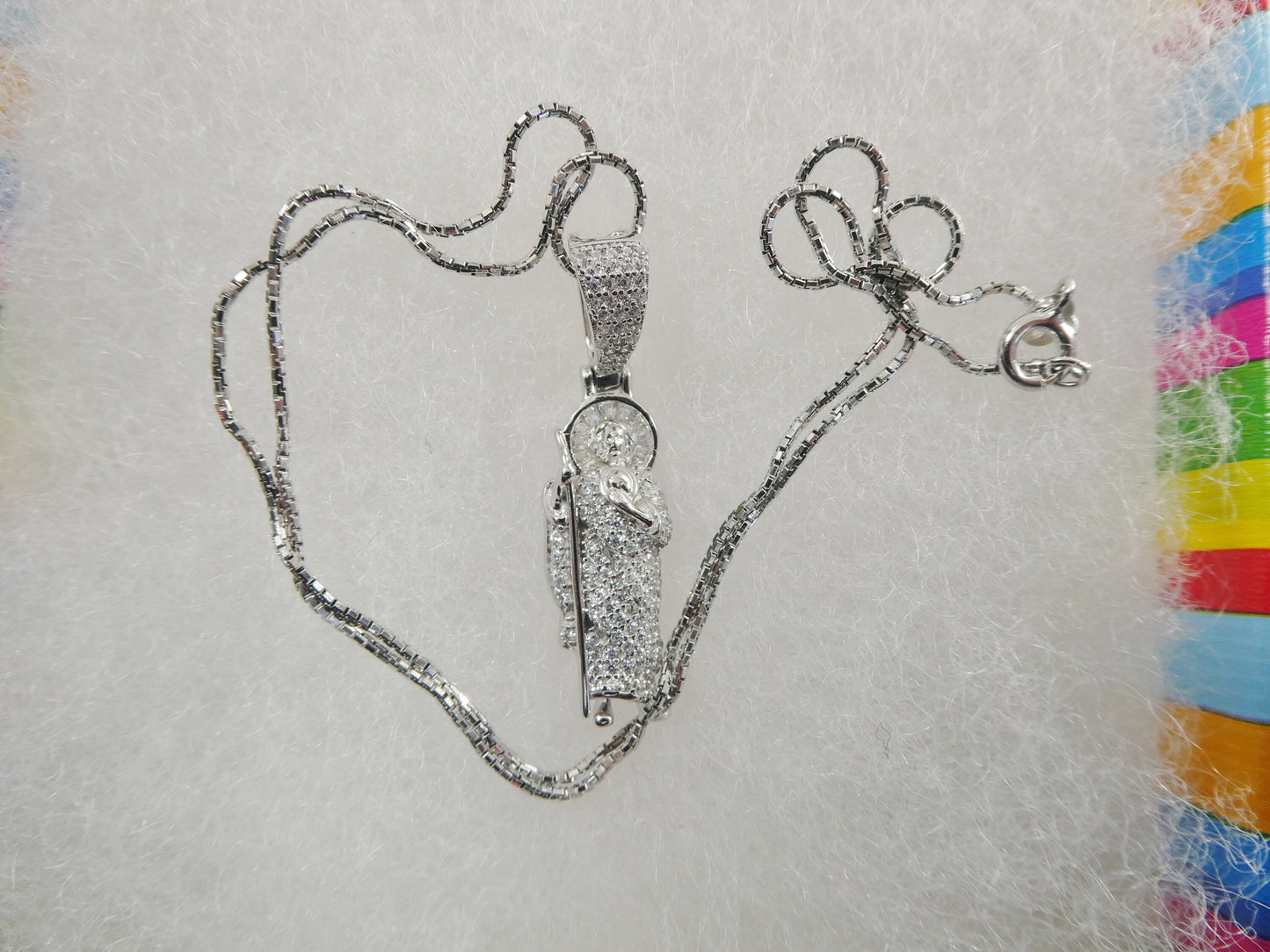 real 925 sterling silver 16 inch box chain and saint jude small pendent