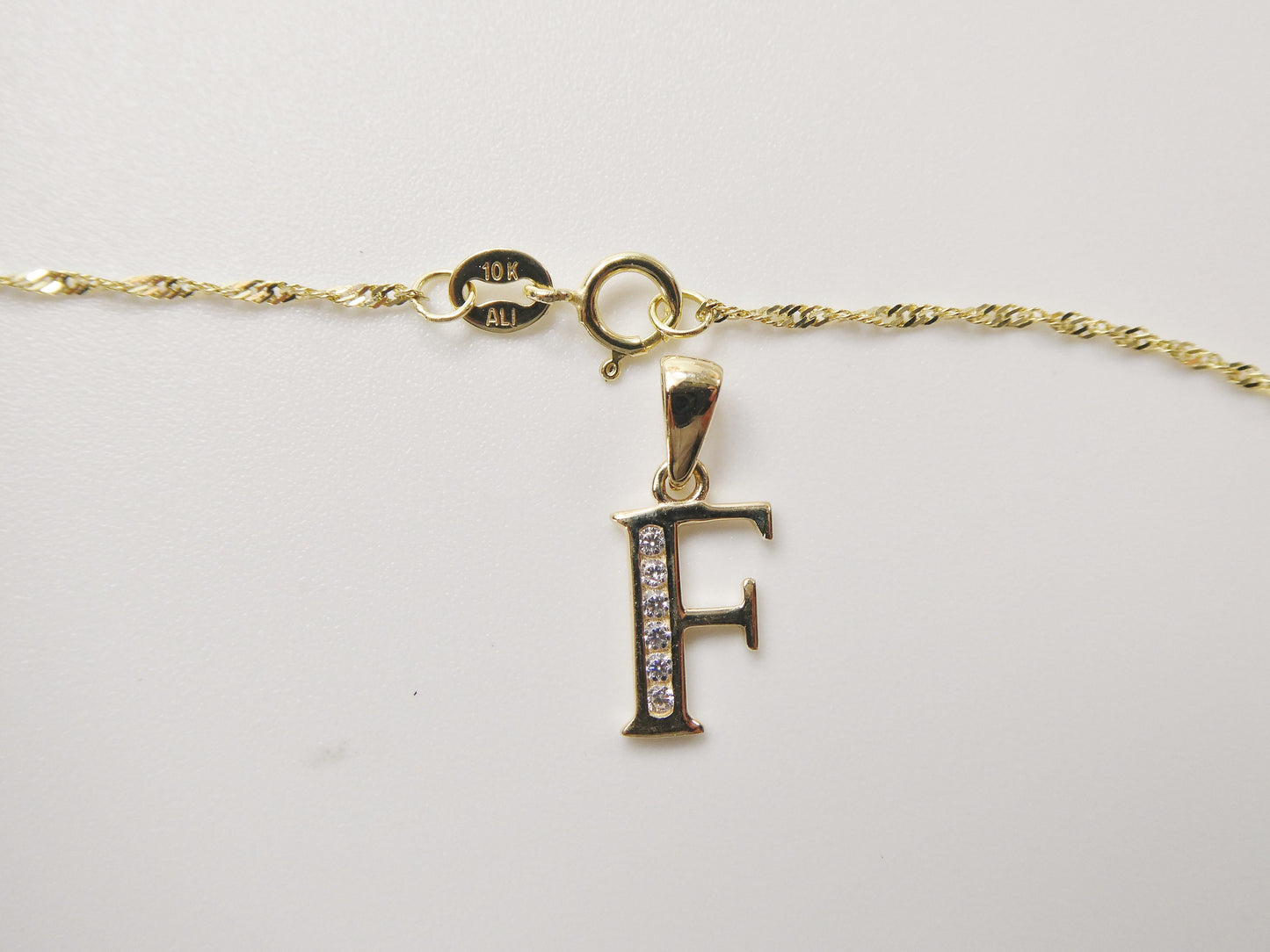 10k real solid yellow gold small initial alphabet pendent and necklace