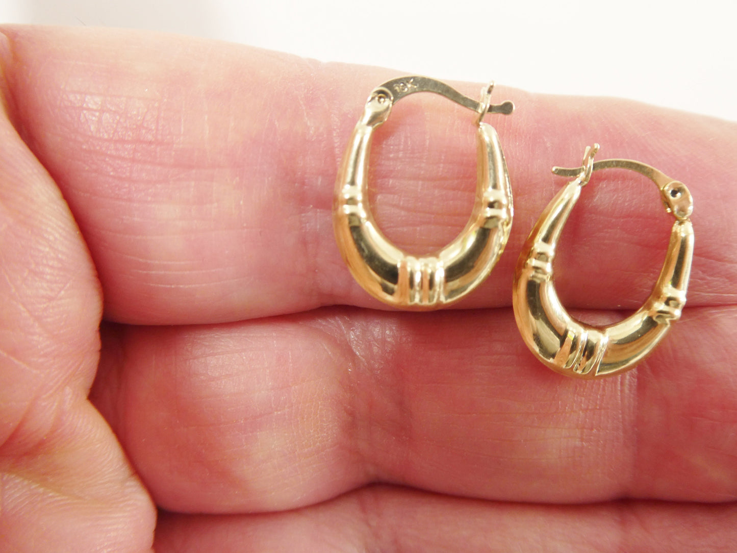 10k real solid yellow gold 12.7MM classic design baby hoop earrings