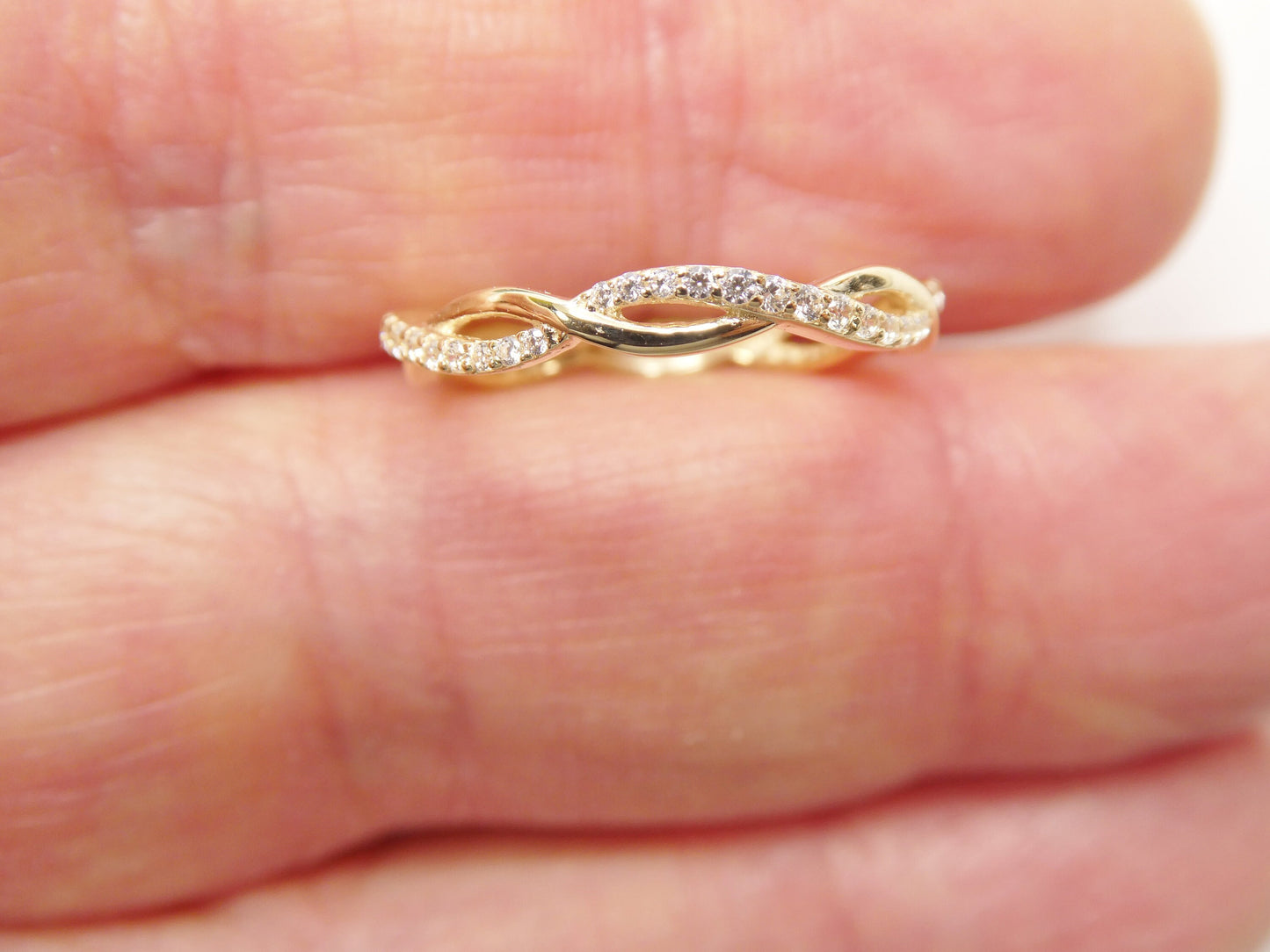 real 10k solid yellow gold women's classic micro pave setting ring