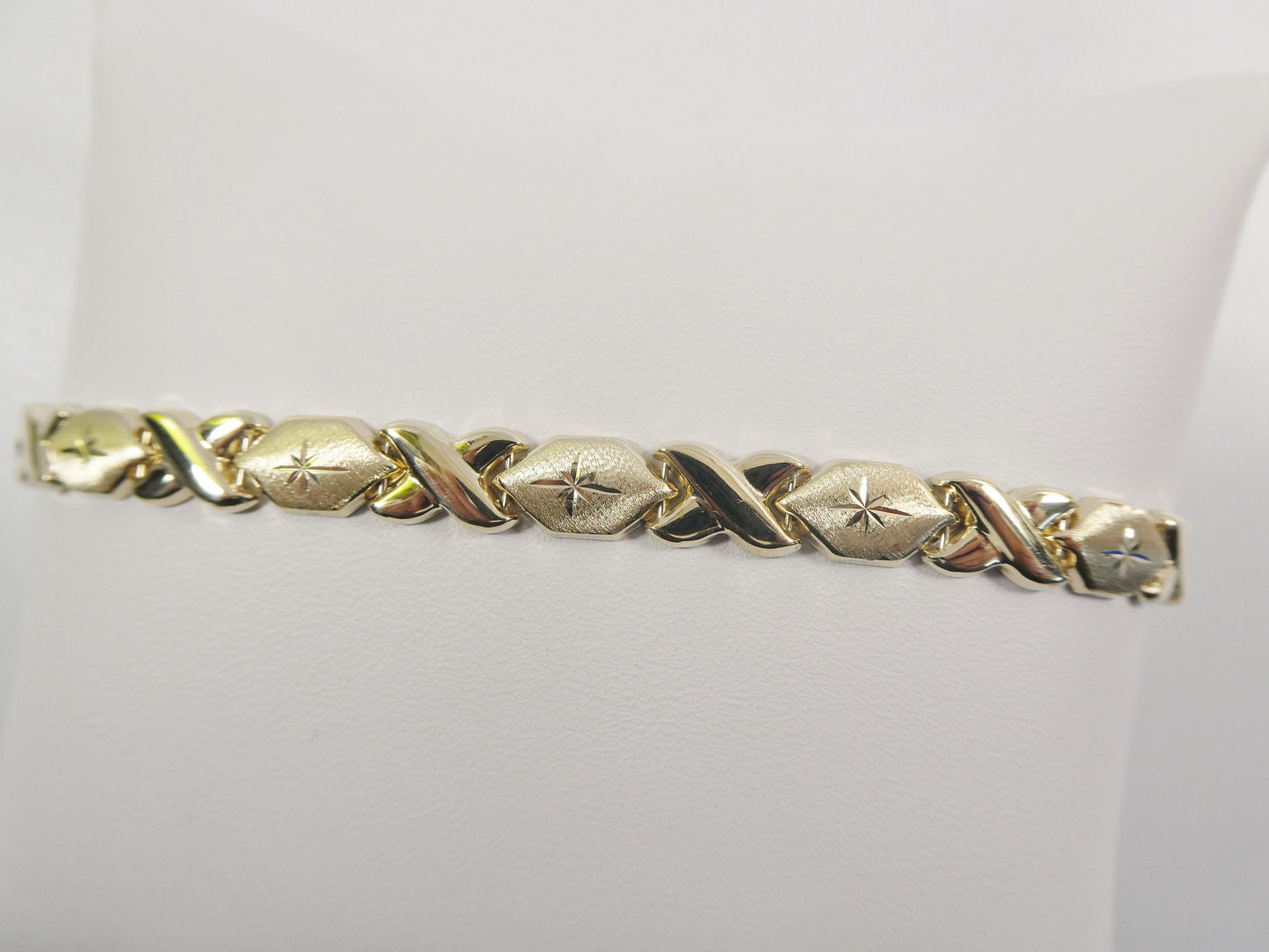 real 10k solid yellow gold xoxo hugs and kisses 7 inch and 8 inch stampato bracelet