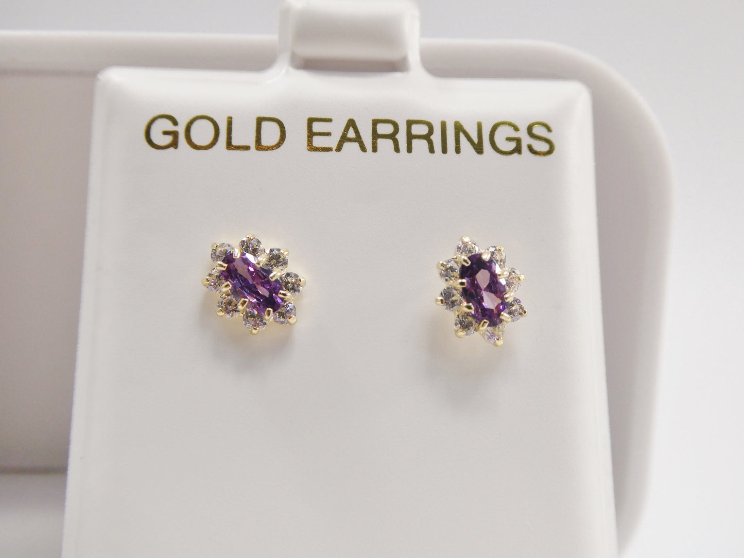 10k real solid yellow gold screw back children earring birth stone oval shape