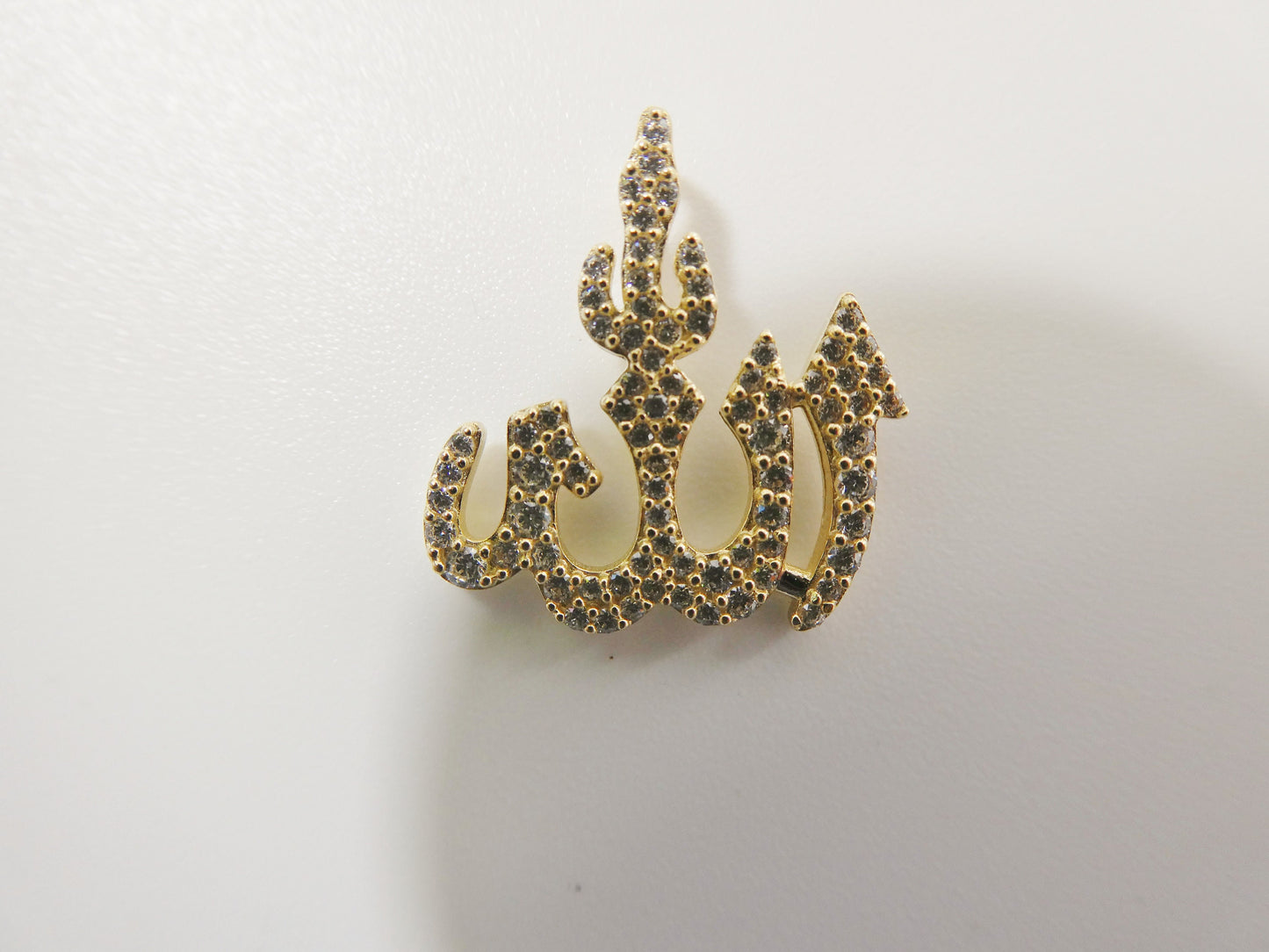10k real solid yellow gold small ALLAH Muslim pendent and 16 inch Valentino necklace