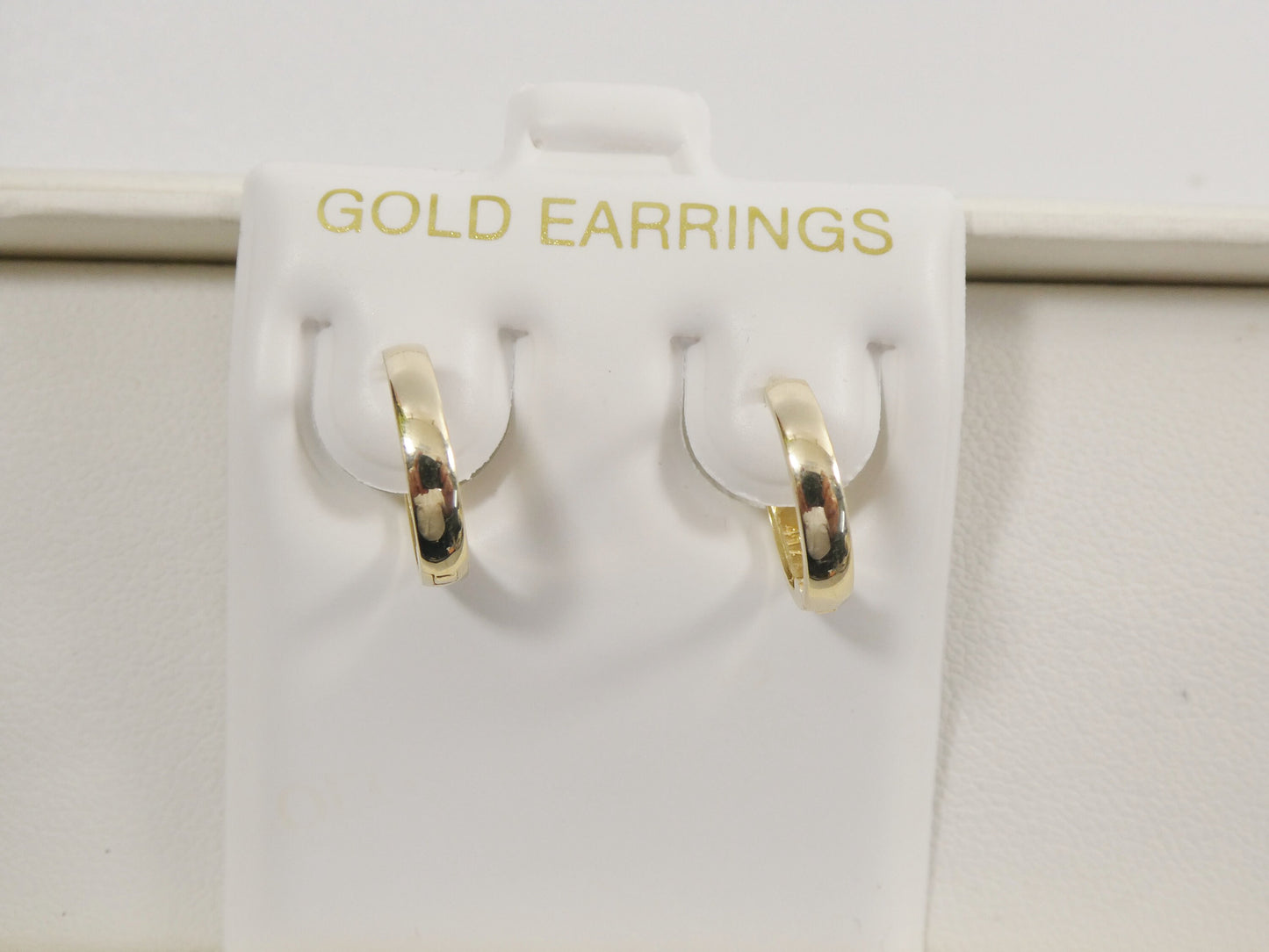 real 10k solid yellow gold 12mm high polish plain hoop huggie earrings