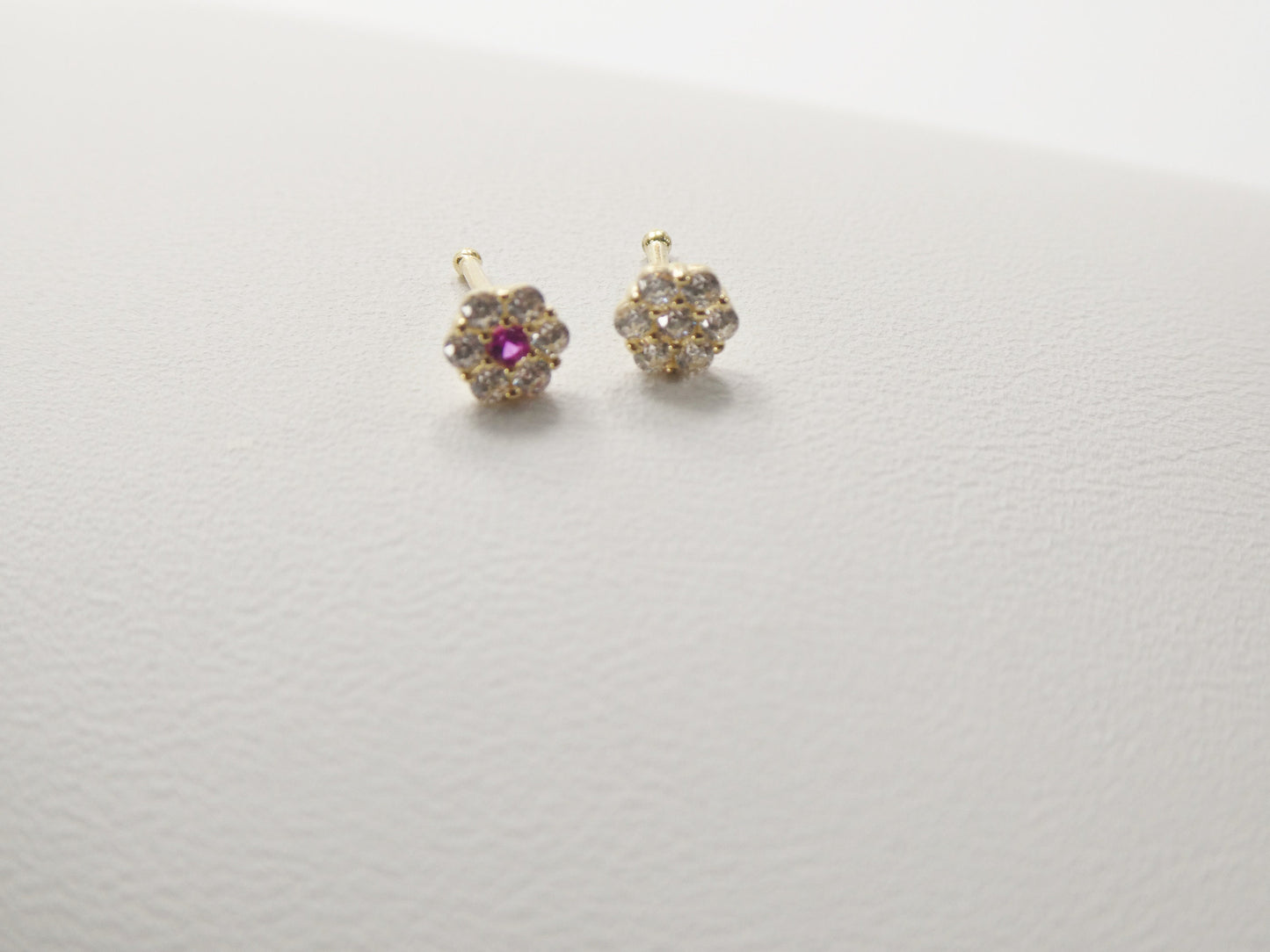 14k real solid yellow gold round flower stud nose ring