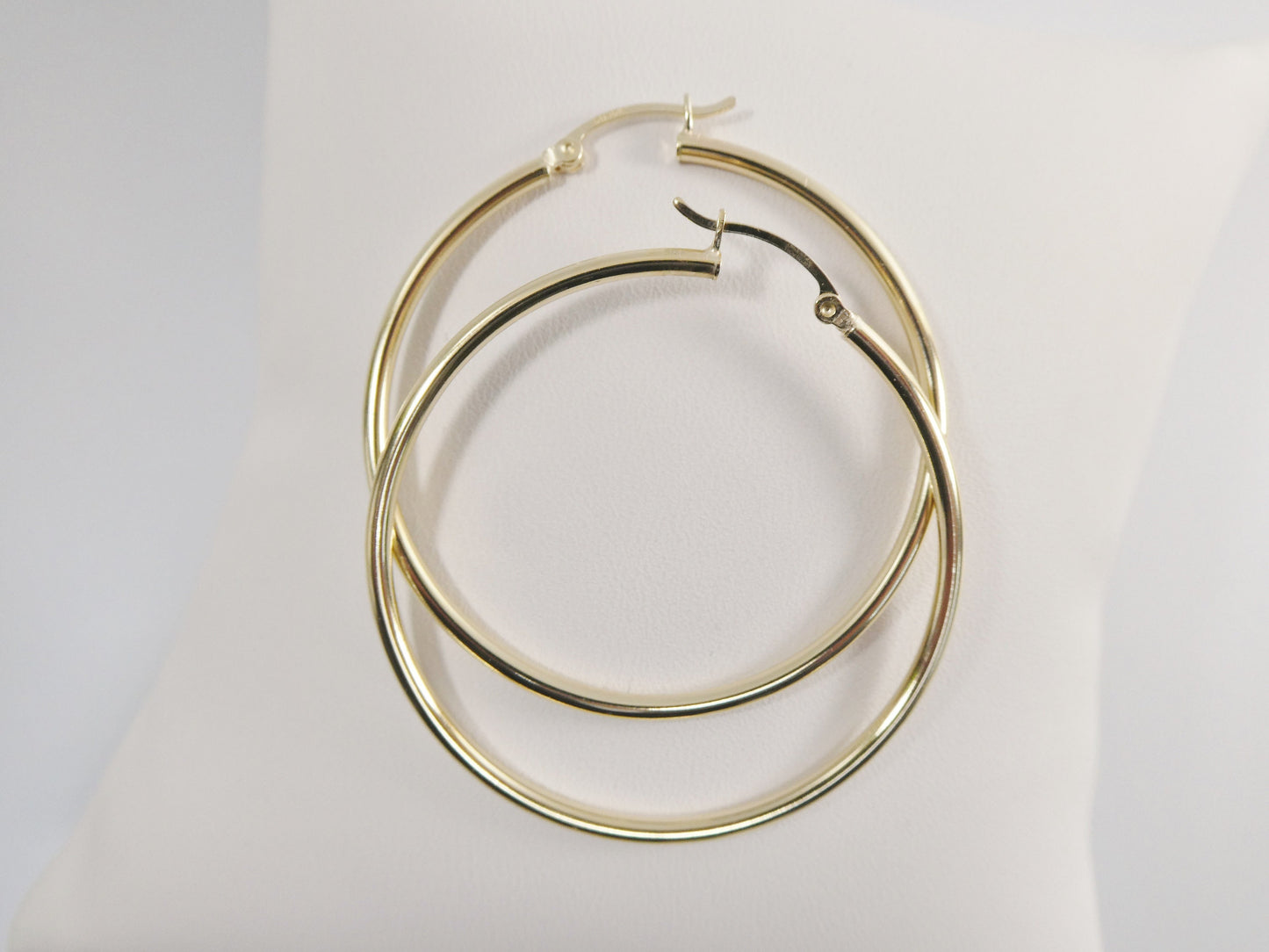 real 10k solid yellow gold plain high polish 45mm hoop earring