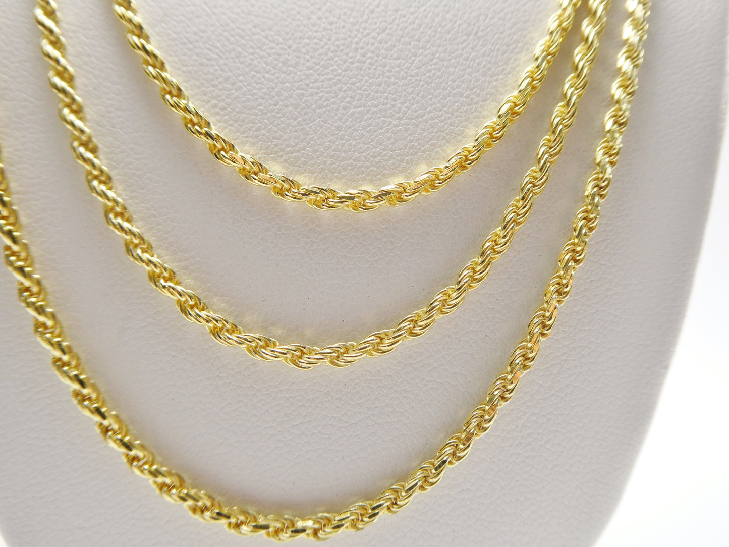 real 925 sterling silver solid rope chain 14k yellow gold finish