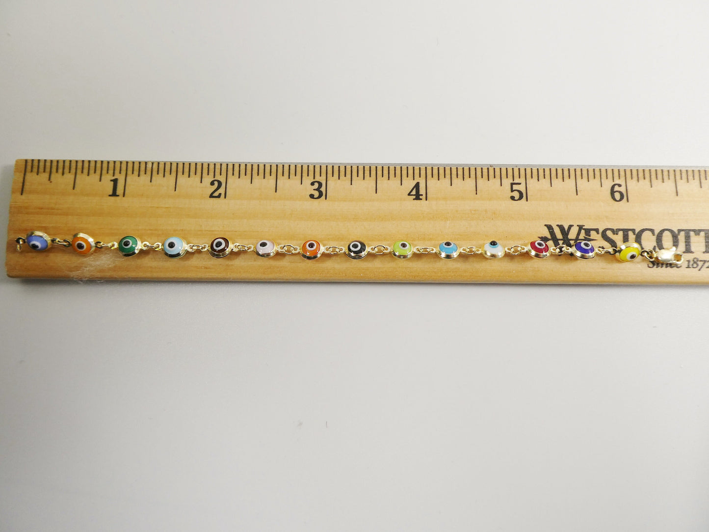 real 14k sold yellow gold 6 inch evil eye multi color adjustable baby bracelet