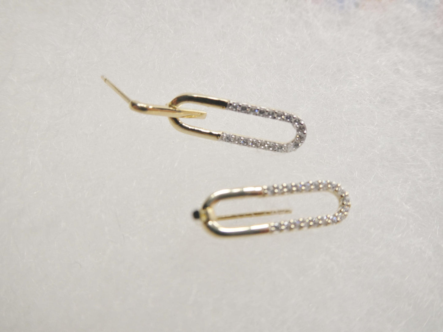 real 10k solid yellow gold design paperclip push post earrings