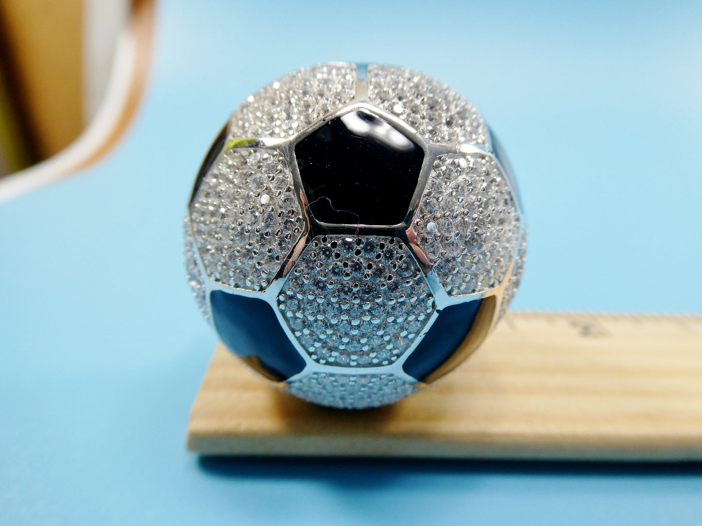real solid 925 sterling silver heavy large soccer ball pendent