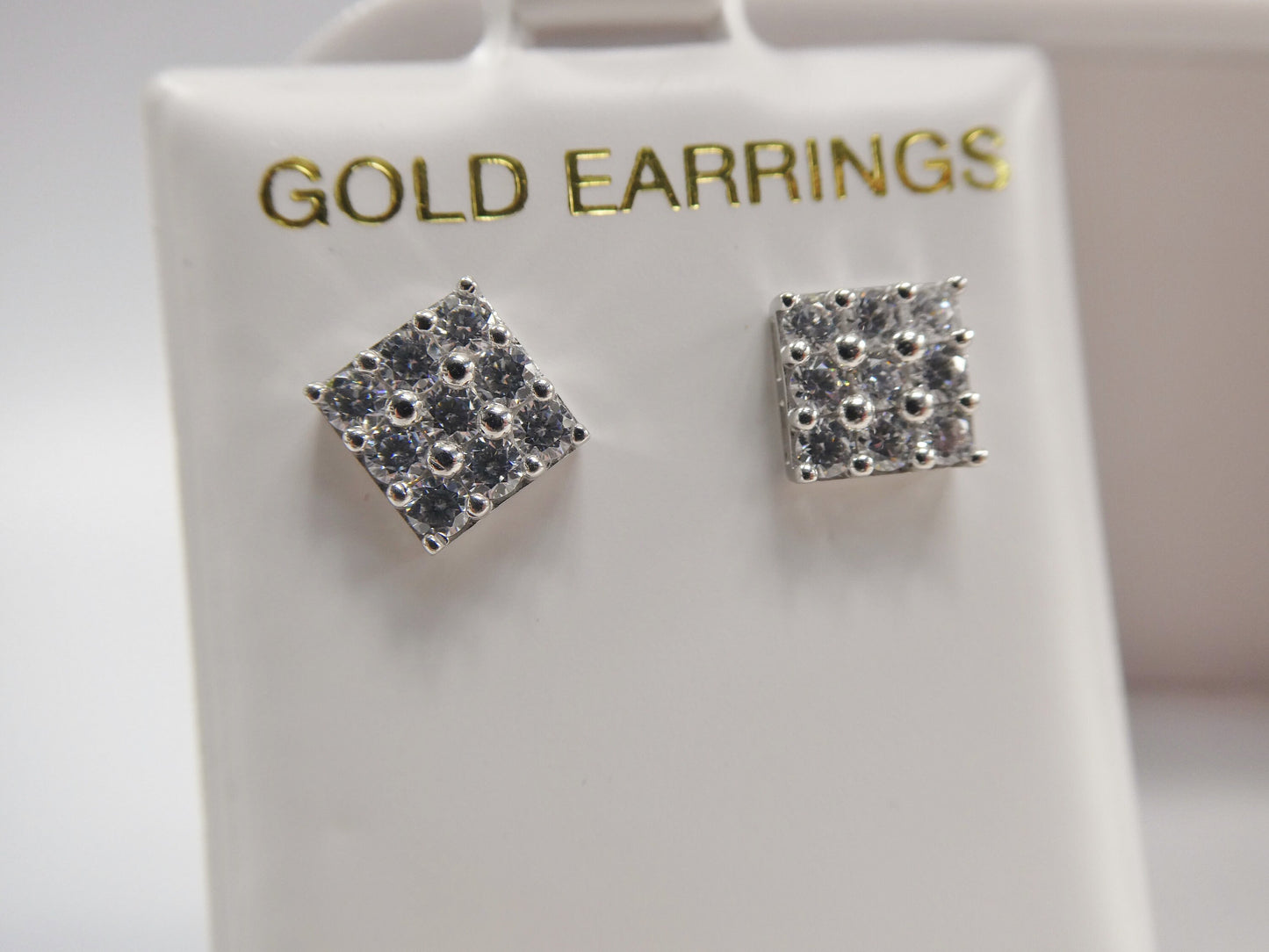 real 10k solid yellow gold square push post stud earring