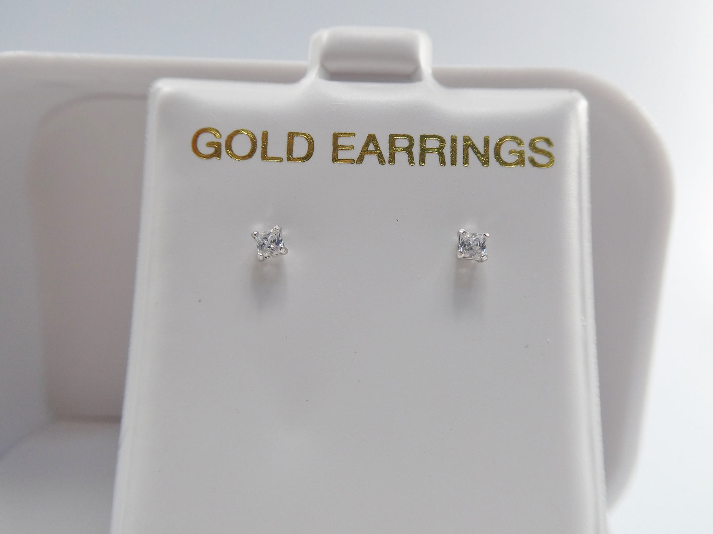 10k real solid yellow gold push post pair 2MM square nose earring