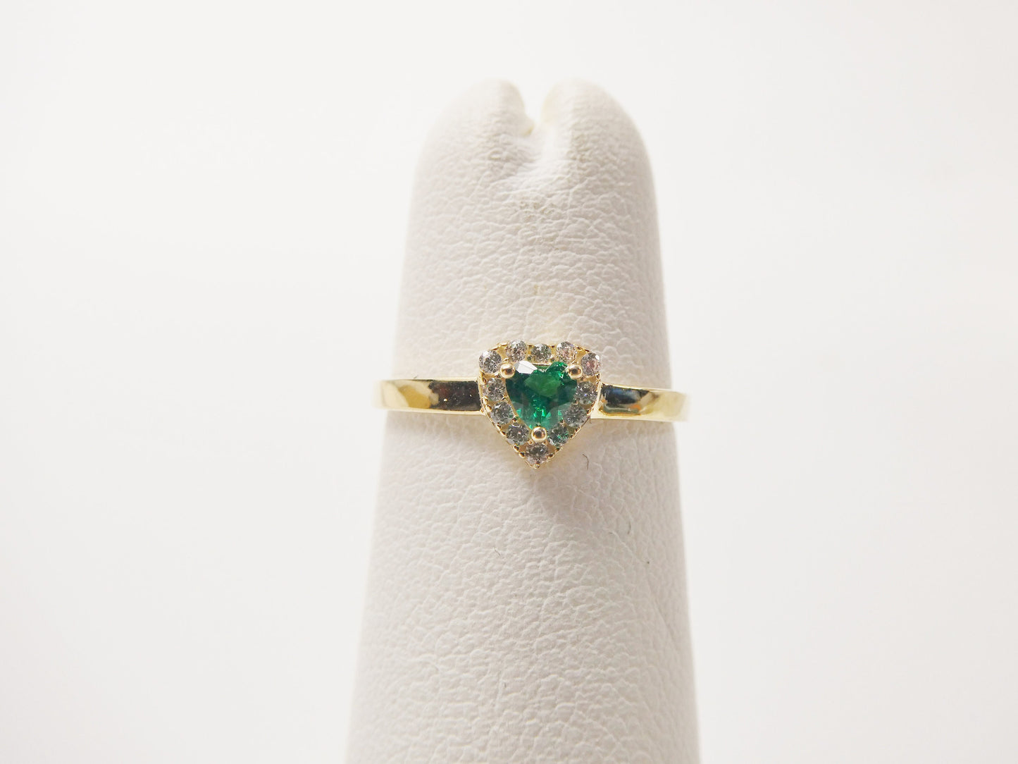 10k solid yellow gold baby children heart shaped color stone ring