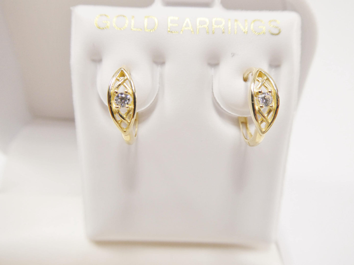 real 10k solid yellow gold designer hoop huggie earrings