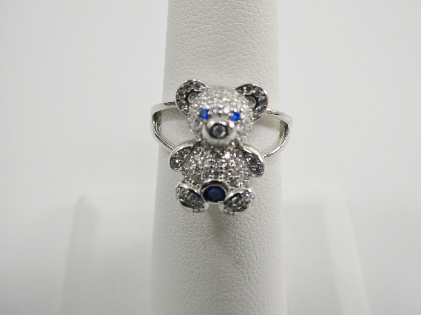 real solid 925 sterling silver teddy bear ring