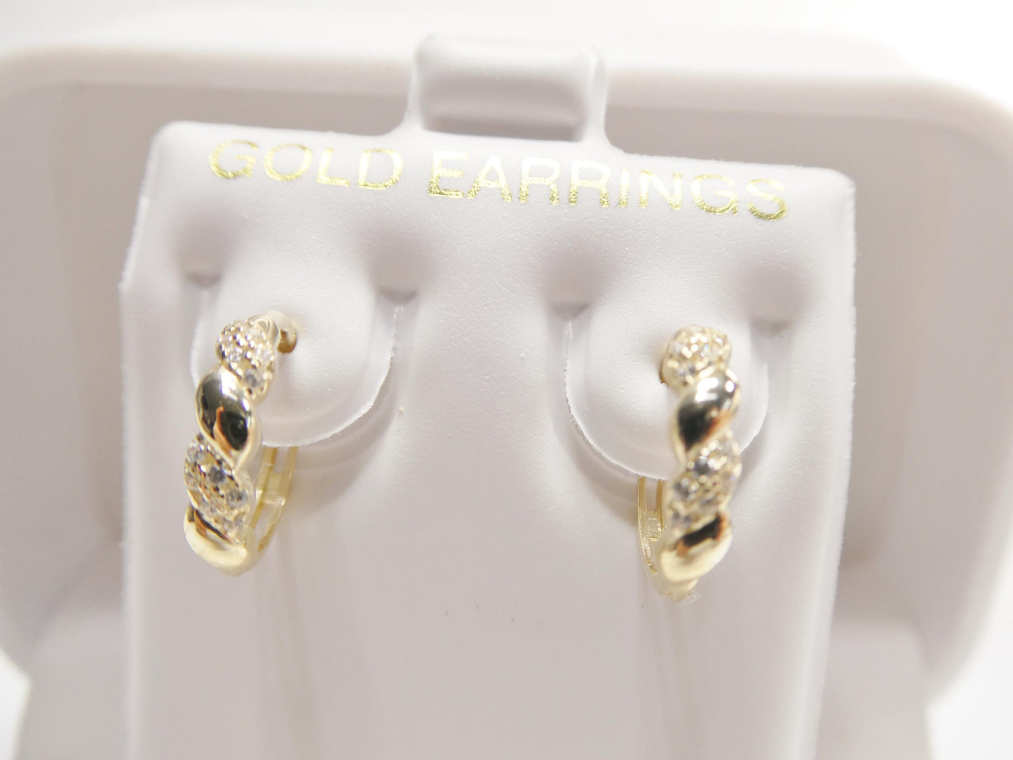 real 10k solid yellow gold designer hoop huggie earrings