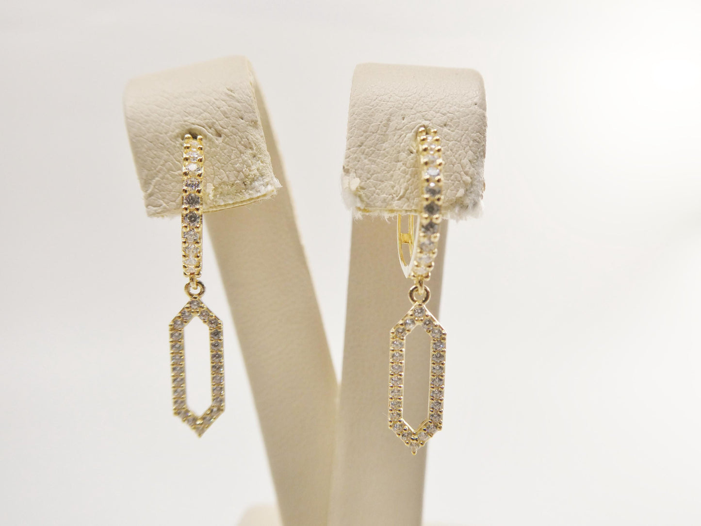 real 10k solid yellow gold paperclip dropping earrings