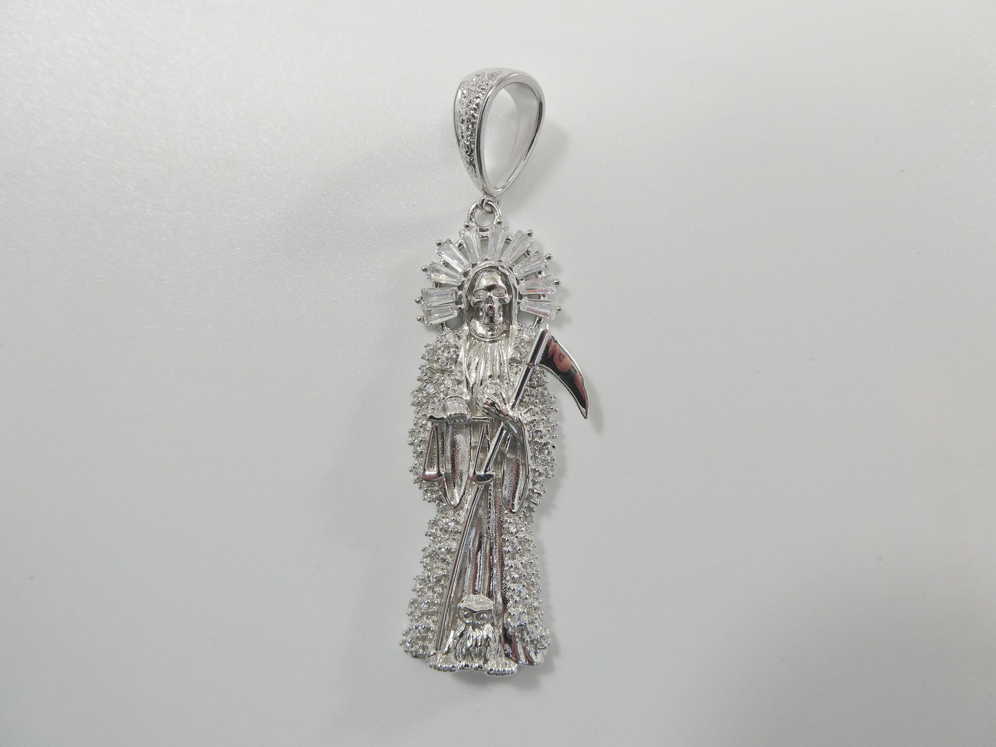 real 925 sterling silver large santa muerte pendent charm