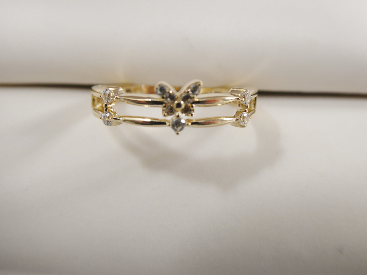 real 14k solid yellow gold women's classic micro pave setting pinky ring