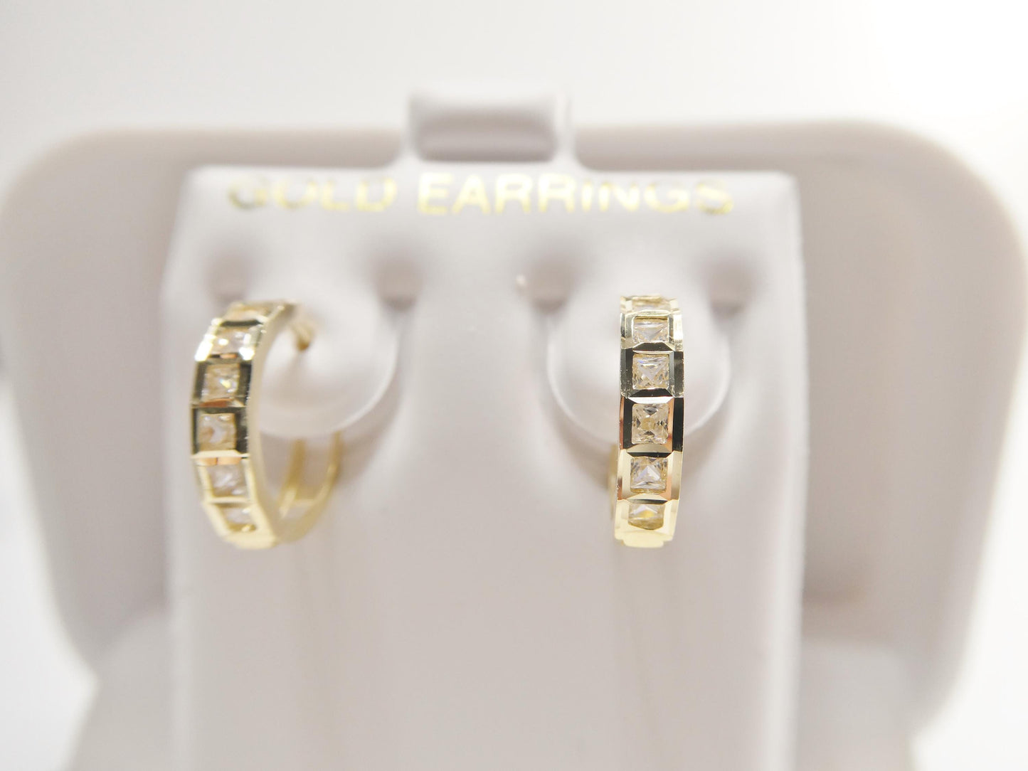 real 10k solid yellow gold designer hoop huggie earrings