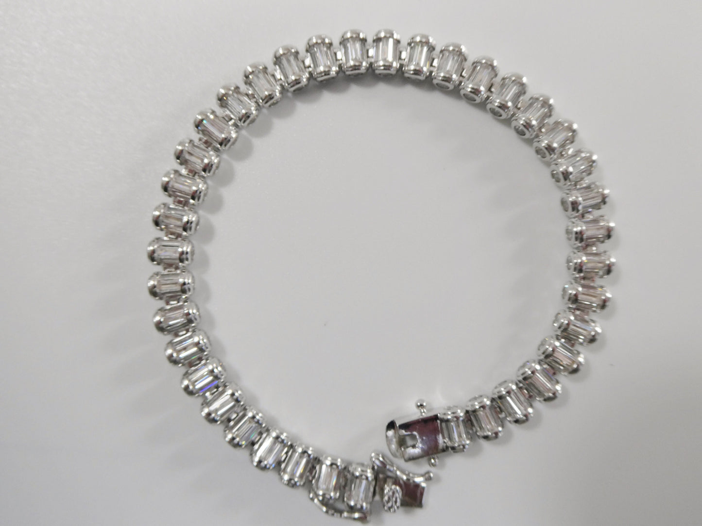 real 925 sterling silver full stone baguette bracelet