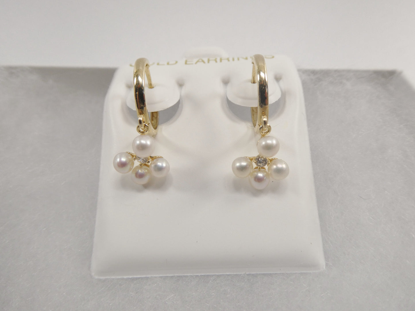 10k real yellow gold pearl dangle plain huggie earrings