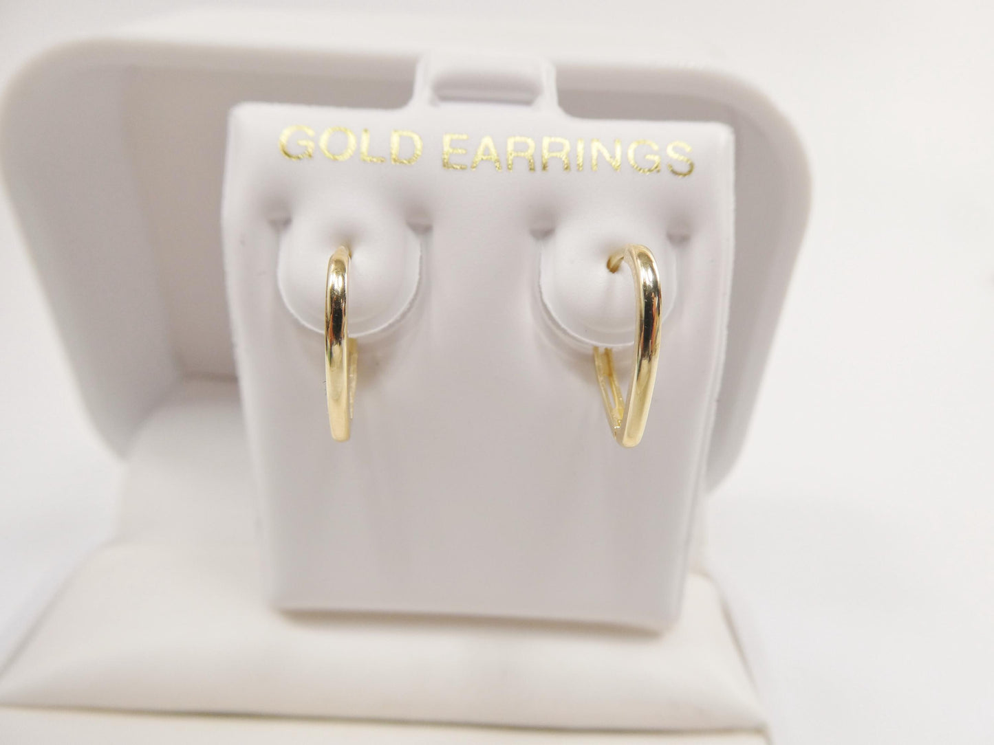 real 10k solid yellow gold plain heart hoop huggie earring