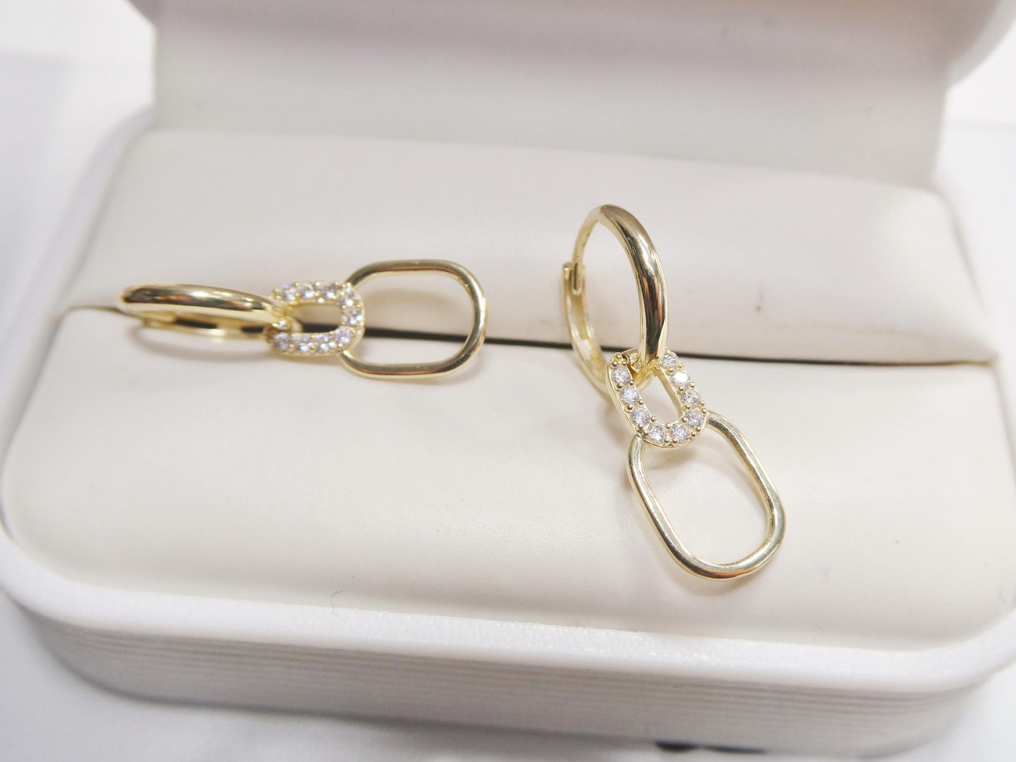 real 10k solid yellow gold designer hoop huggie earrings