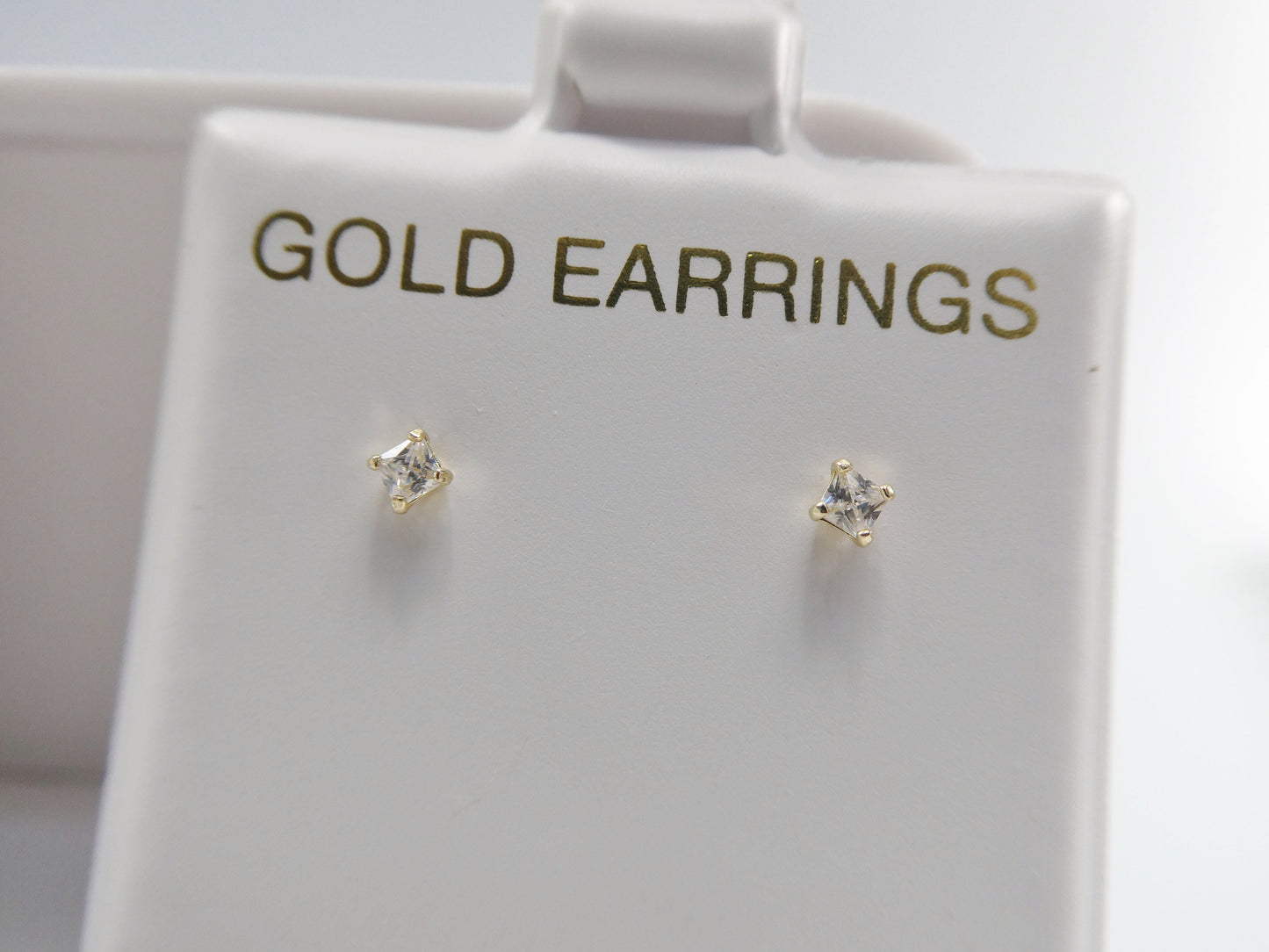 10k real solid yellow gold push post pair 2MM square nose earring