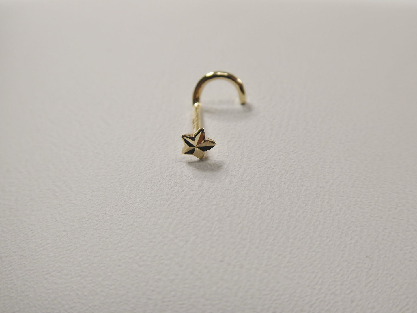 14k real solid yellow gold twist diamond cut star stud nose ring