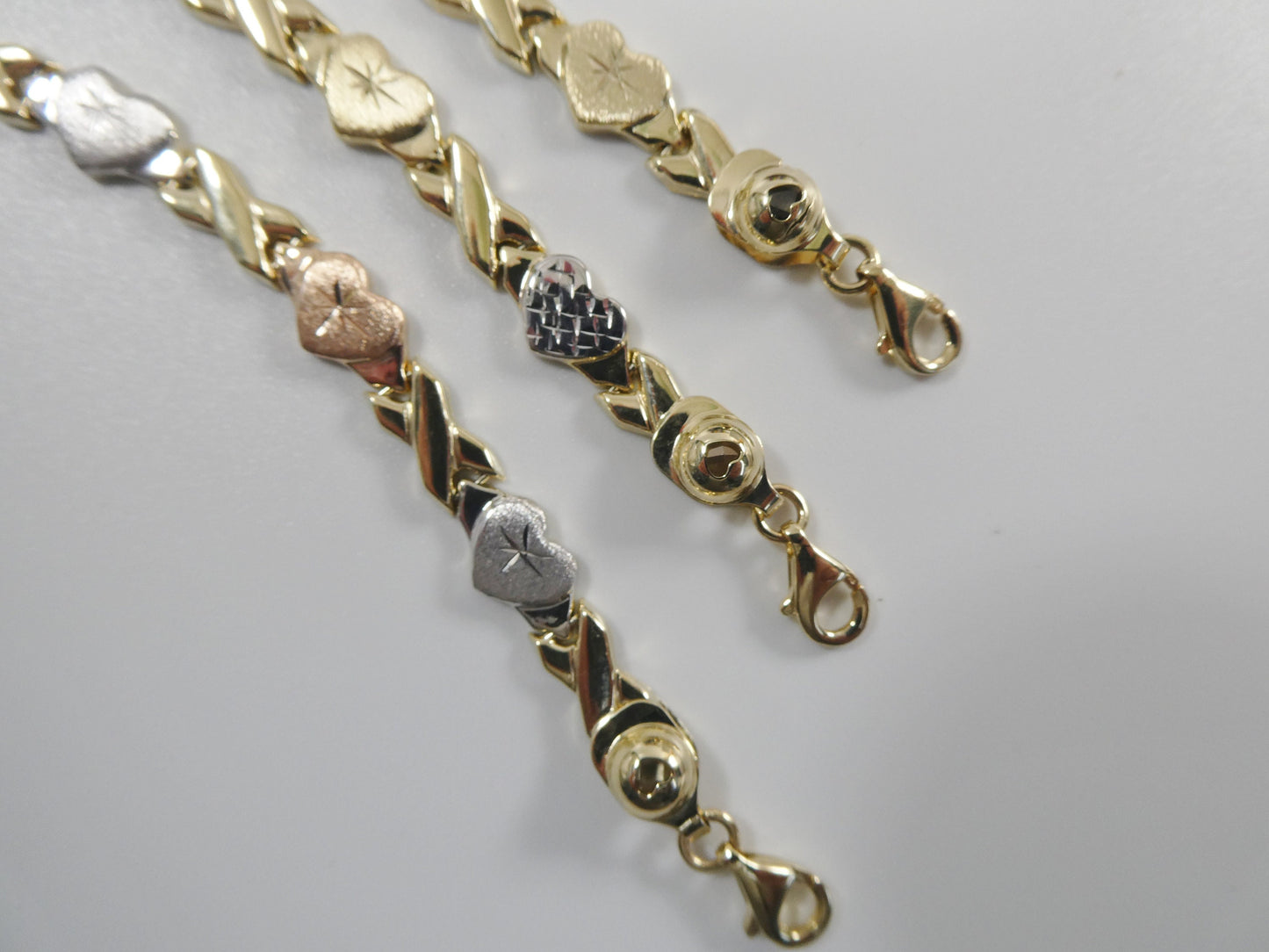 10k real solid yellow gold xo heart 7 inch bracelet