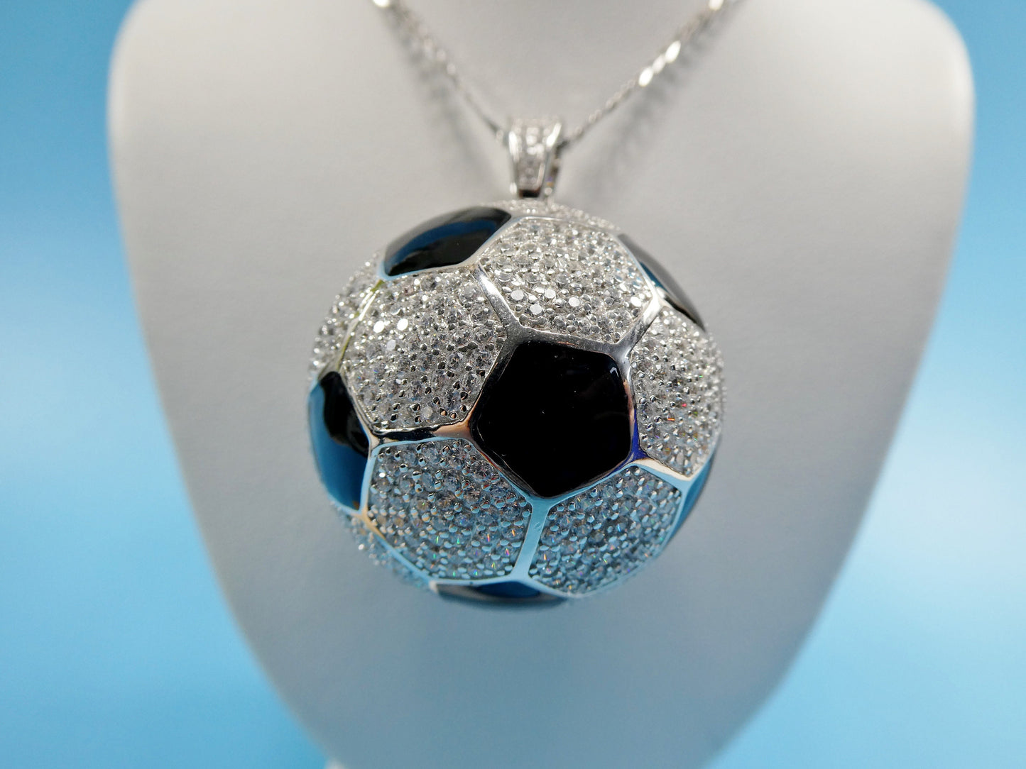 real solid 925 sterling silver heavy large soccer ball pendent