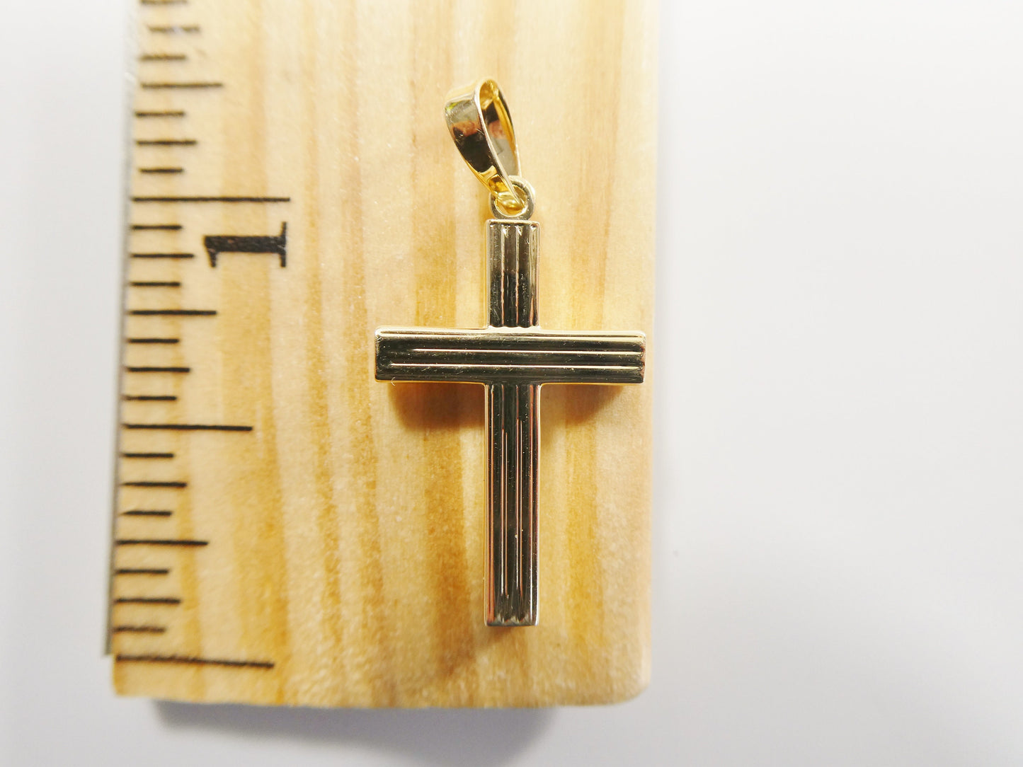 14k real solid yellow gold high polish cross pendent