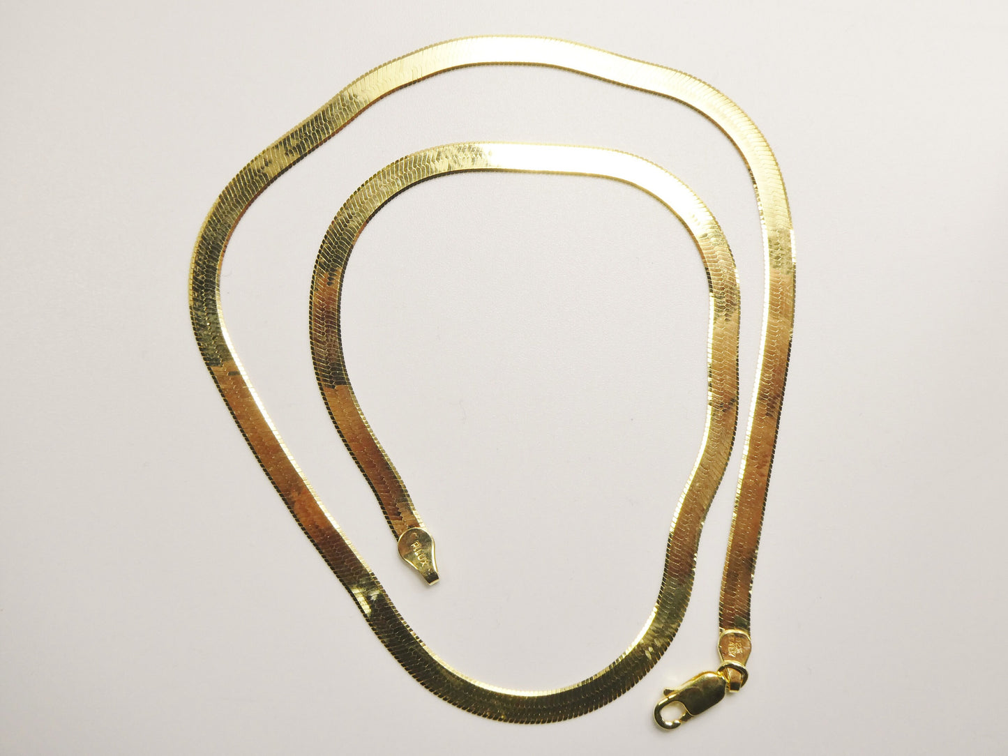 real 4.5mm 925 sterling silver herringbone necklace / choker 14k yellow gold finish