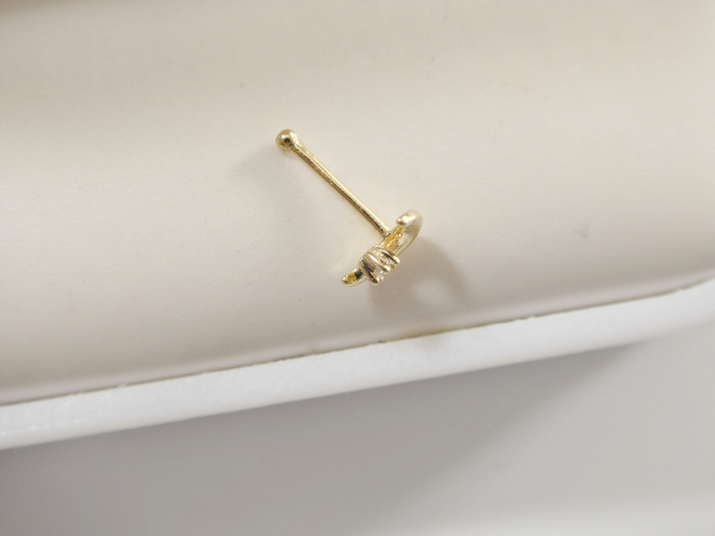 14k real solid yellow gold moon stud nose ring