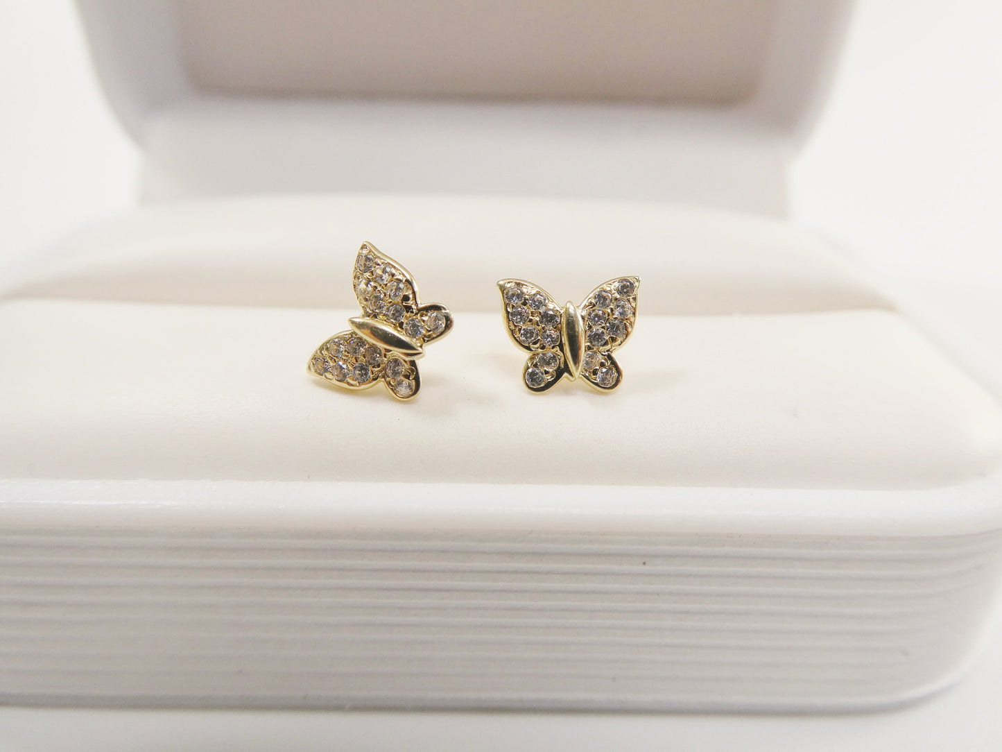 10k real solid gold kids butterfly screw post earrings