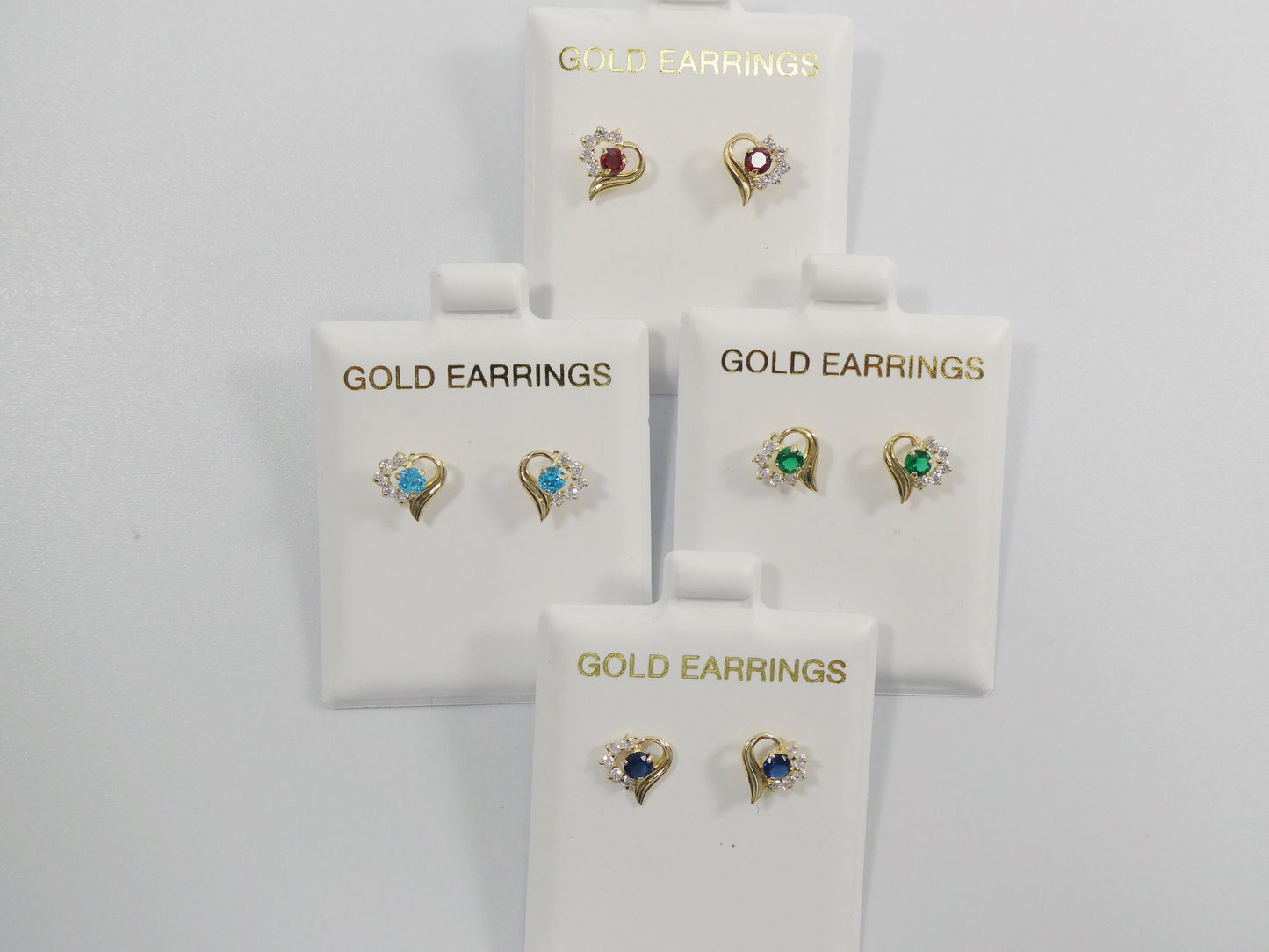 10k real solid yellow gold screw back children birth stone earring heart shape