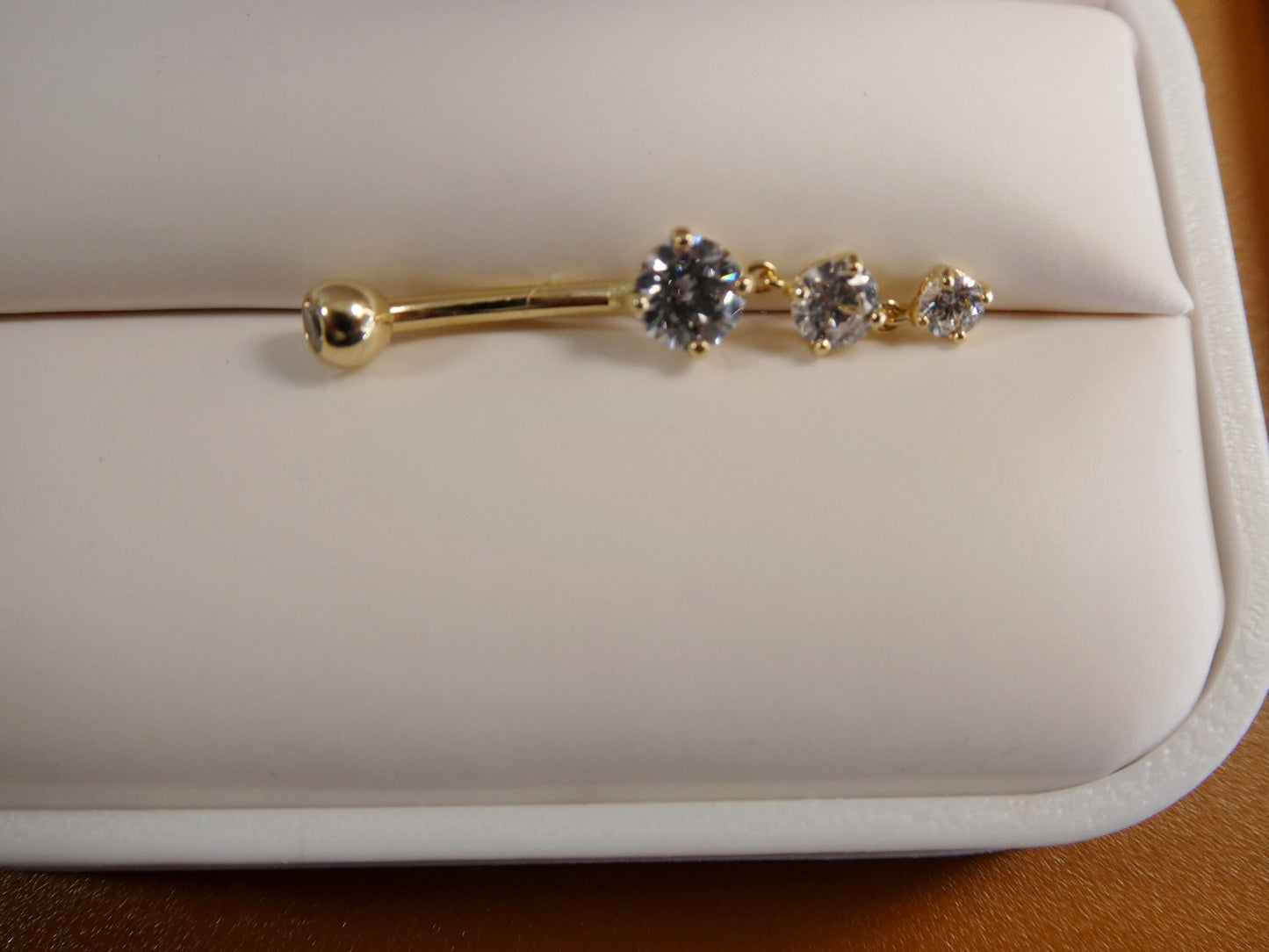 14k real solid yellow gold flower belly button ring piercing