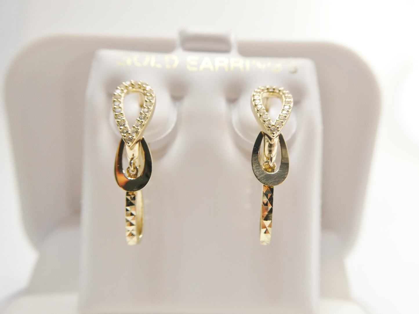real 10k solid yellow gold designer teardrop hoop huggie earrings