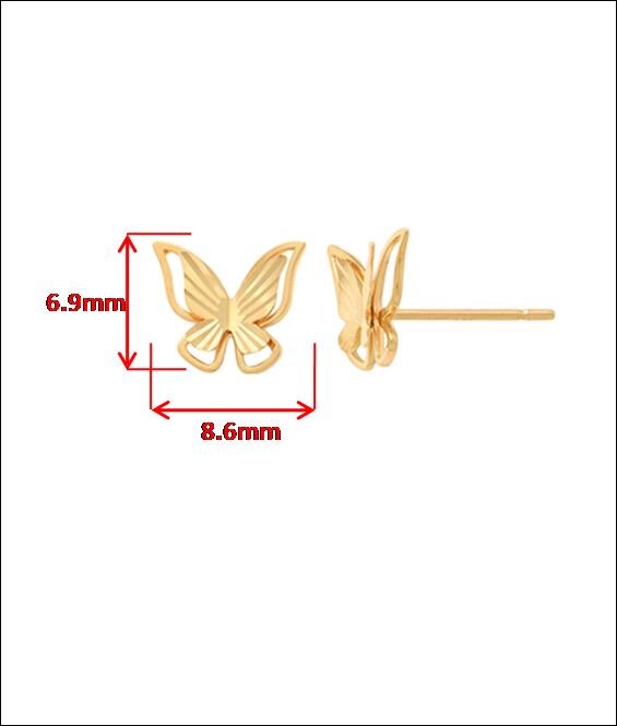 10k real solid gold butterfly push post post earrings