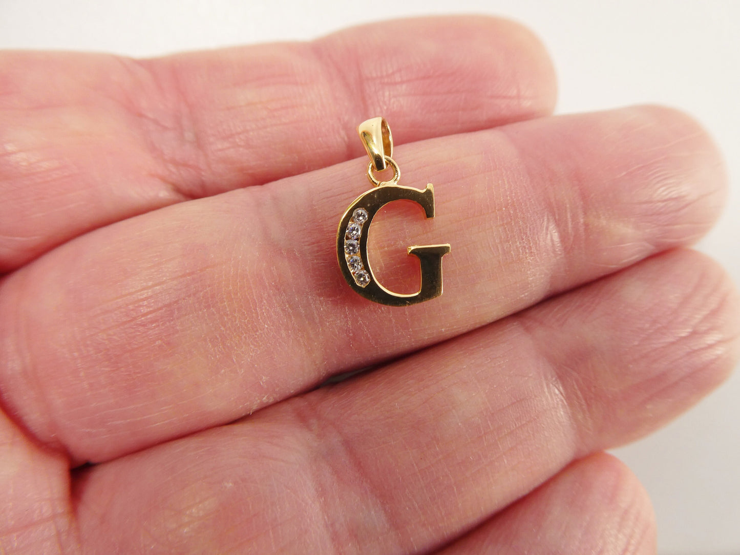 10k real solid yellow gold small initial alphabet pendent charm