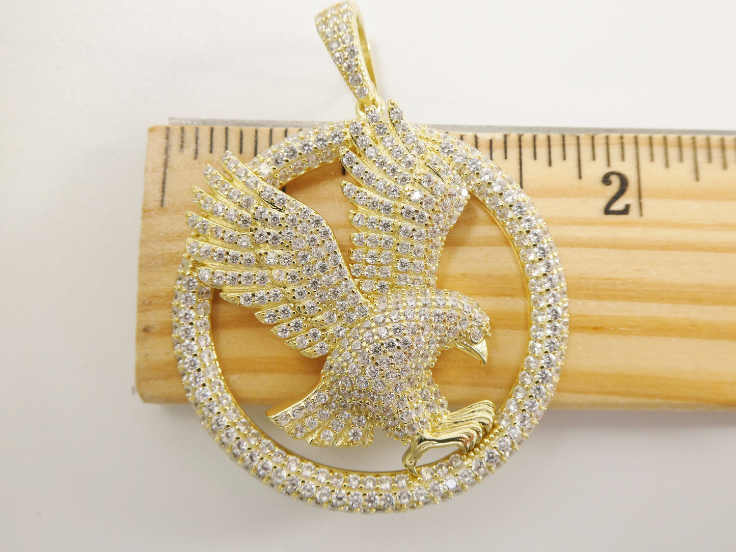 real 925 sterling silver full stone setting large eagle pendent