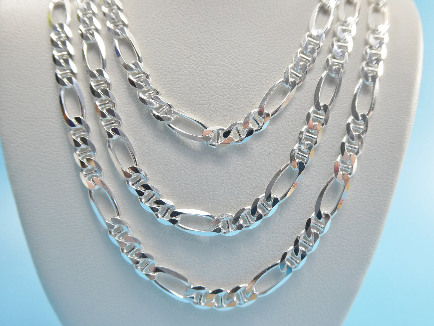 new style real 925 sterling silver 4.6MM Italian figaro / mariner solid chain lobster lock clasp