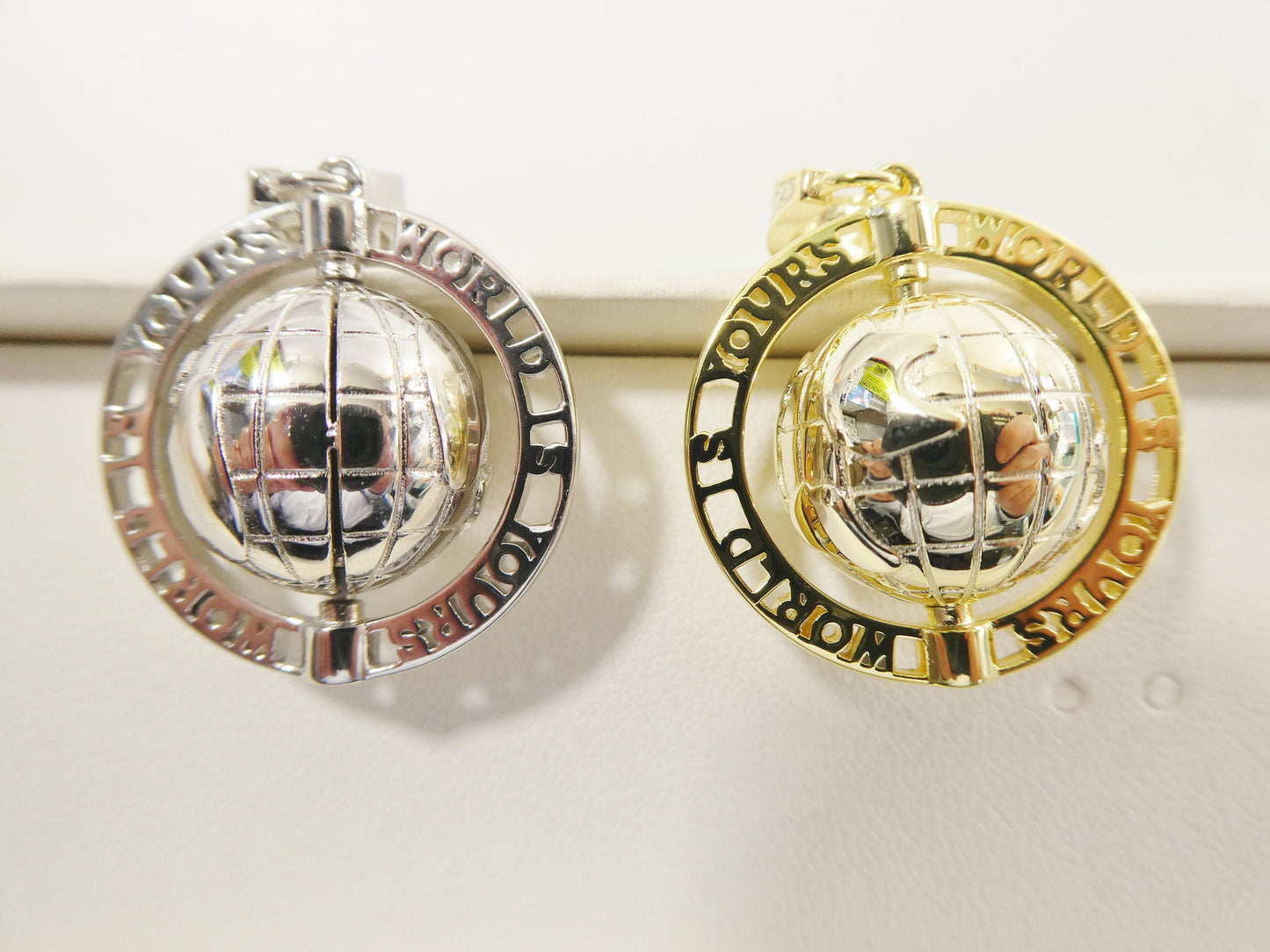 real 925 sterling silver globe charm pendent 14k yellow gold finish