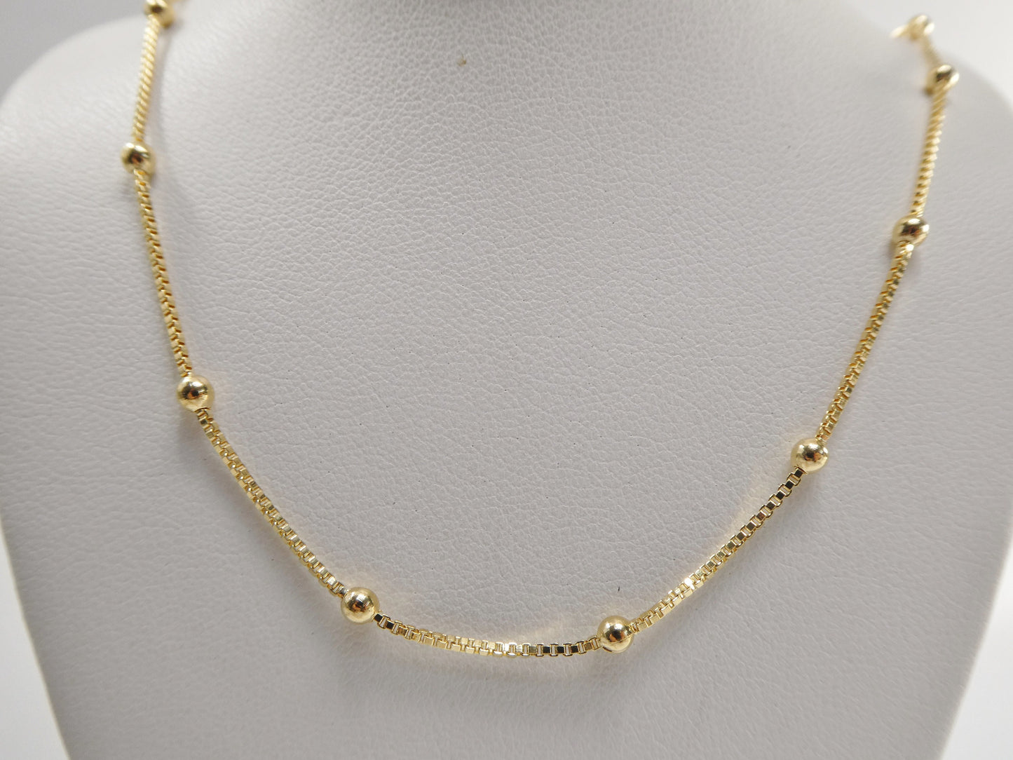 14k gold filled yellow gold box ball chain necklace