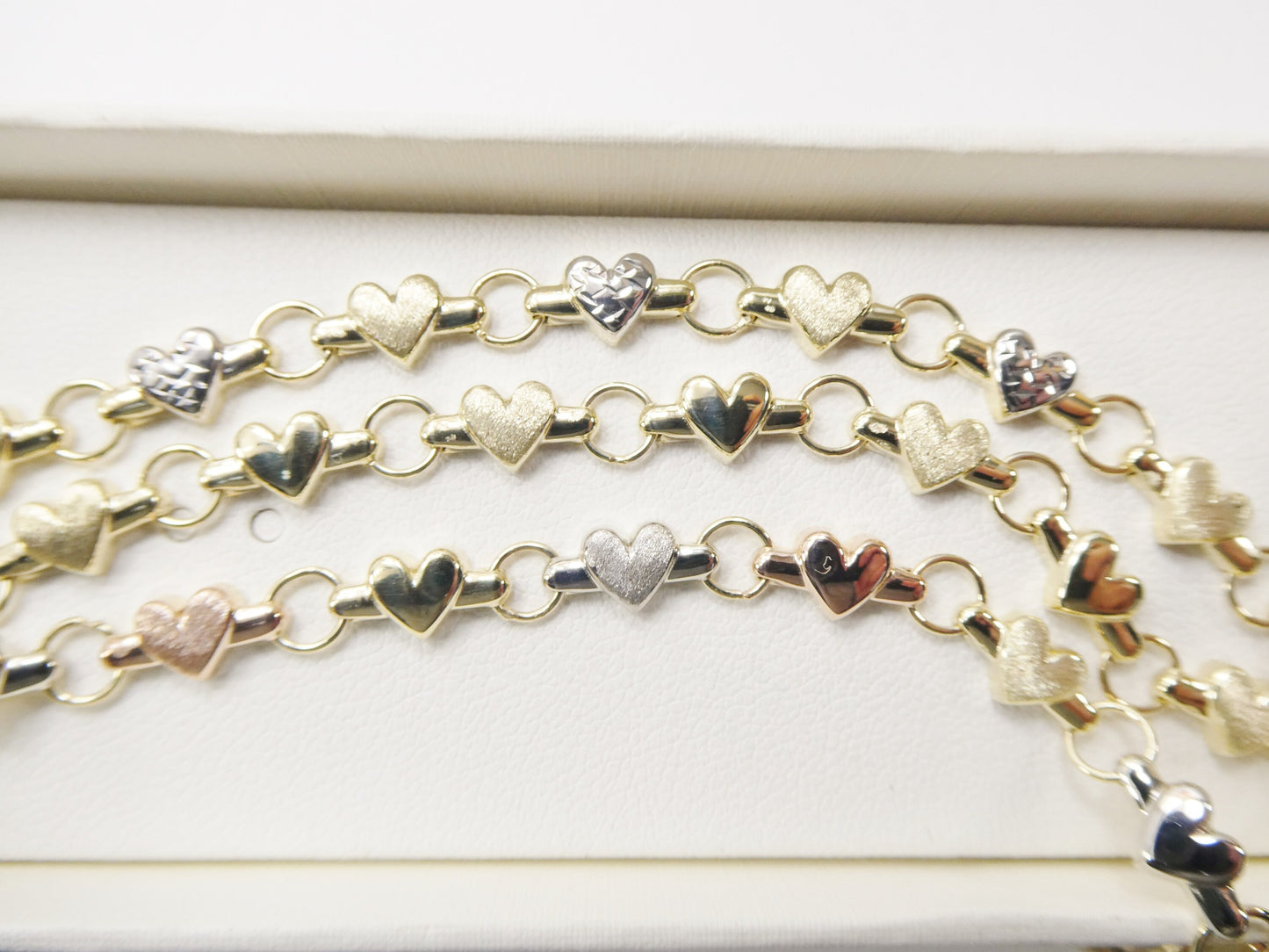 real 10k solid yellow gold x heart hugs and kisses 10 inch anklet bracelet